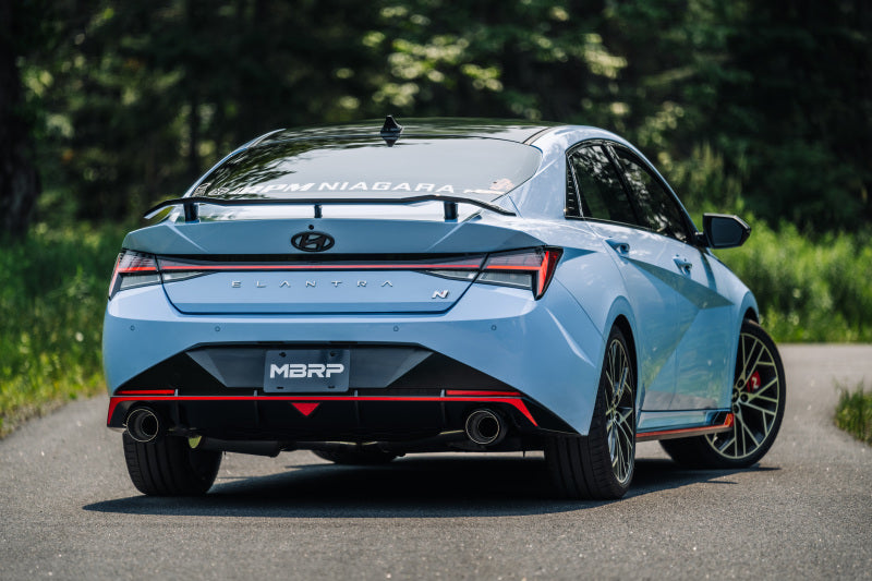 MBRP 22-23 Hyundai Elantra N 2.0L Turbo T304 5in OD CF Tips Dual Outlet 3in Cat Back Exhaust