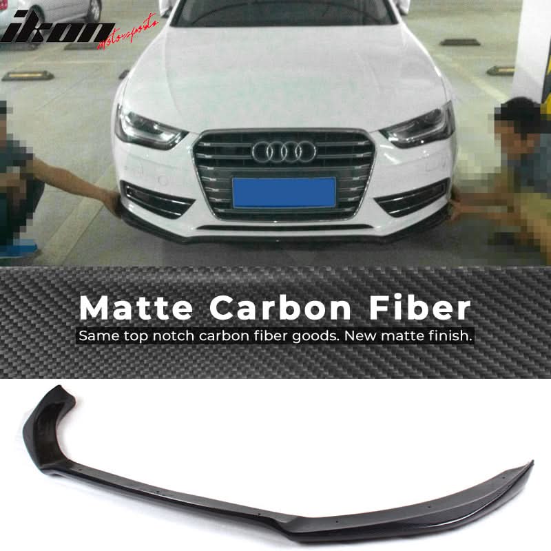 2013-2016 Audi A4 B8.5 Sedan STK Style Front Bumper Lip Carbon Fiber