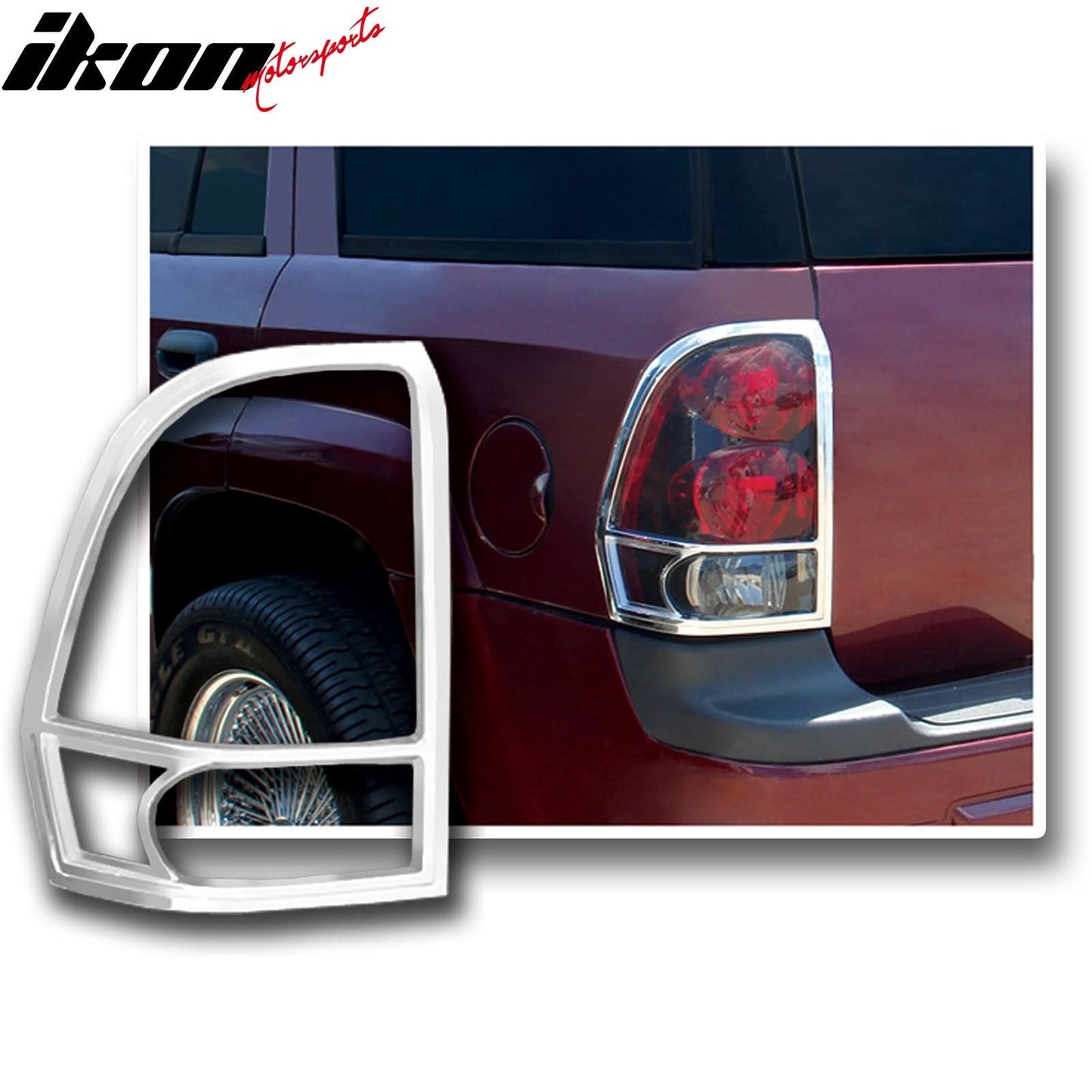 2002-2009 Chevrolet TrailBlazer Tail Light Bezels Trim Chrome ABS 2PCS