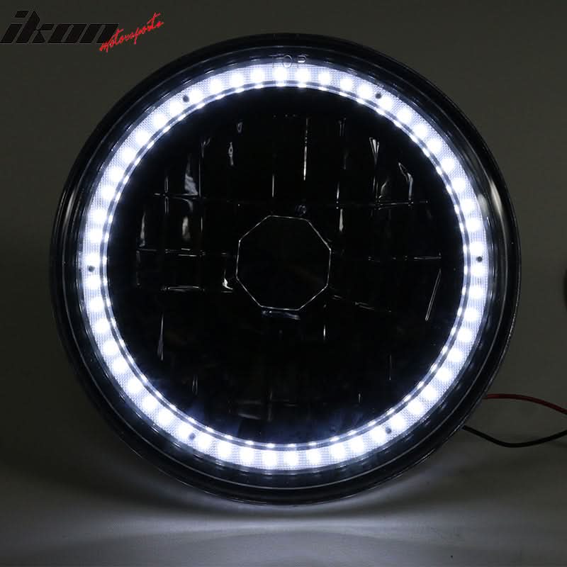 Universal 7" H6024 6014gen White Ring H4 Bulb Angel Eye Headlight