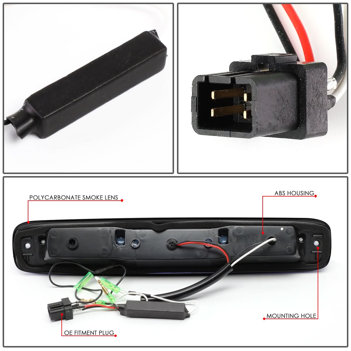 99-07 Chevy Silverado GMC Sierra 3D LED Third Brake Light Black Smoke