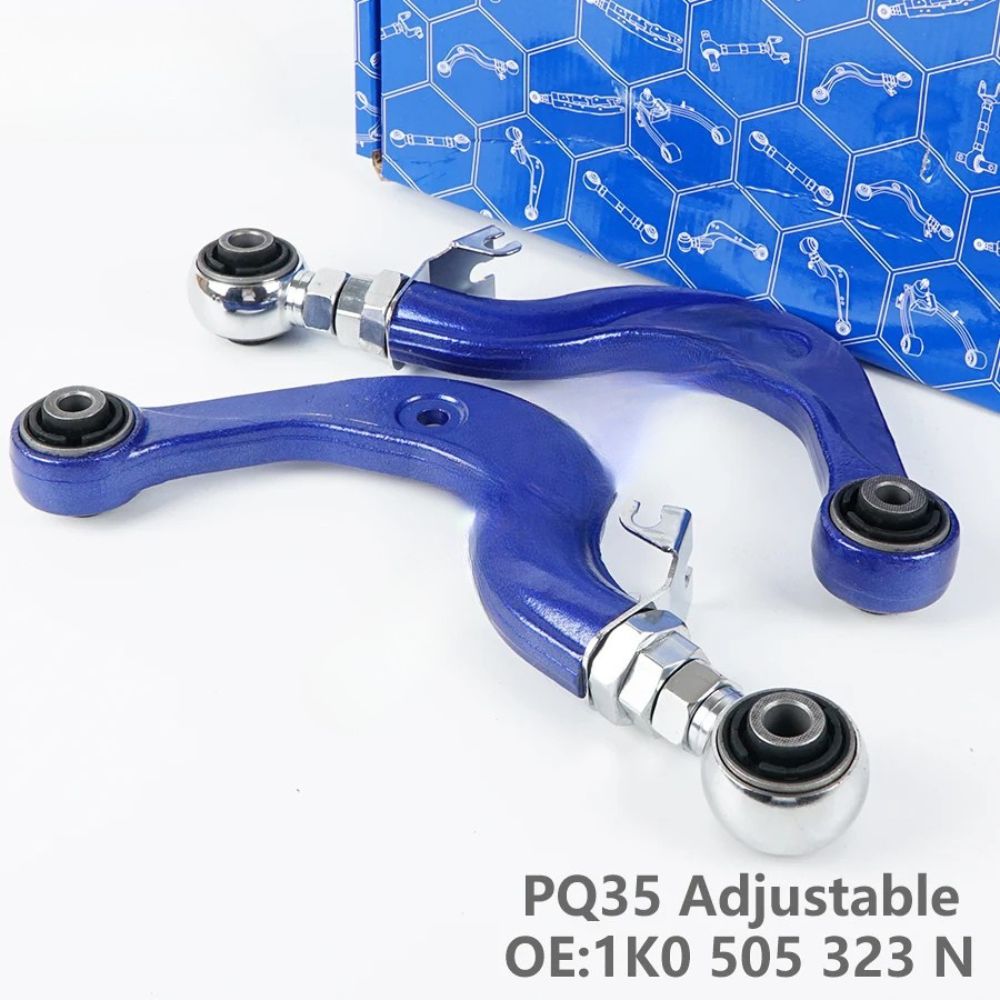 VW Golf MK5 / MK6 / Jetta / Passat / CC / Tiguan / Scirocco / EOS & Audi A3 8P / Q3 & SEAT Leon / Altea & Skoda Octavia / Yeti / Superb Adjustable Rear Upper Camber Control Arms 2-Piece (PQ35 Platform / Replaces 1K0505323N / 5Q0505323C)
