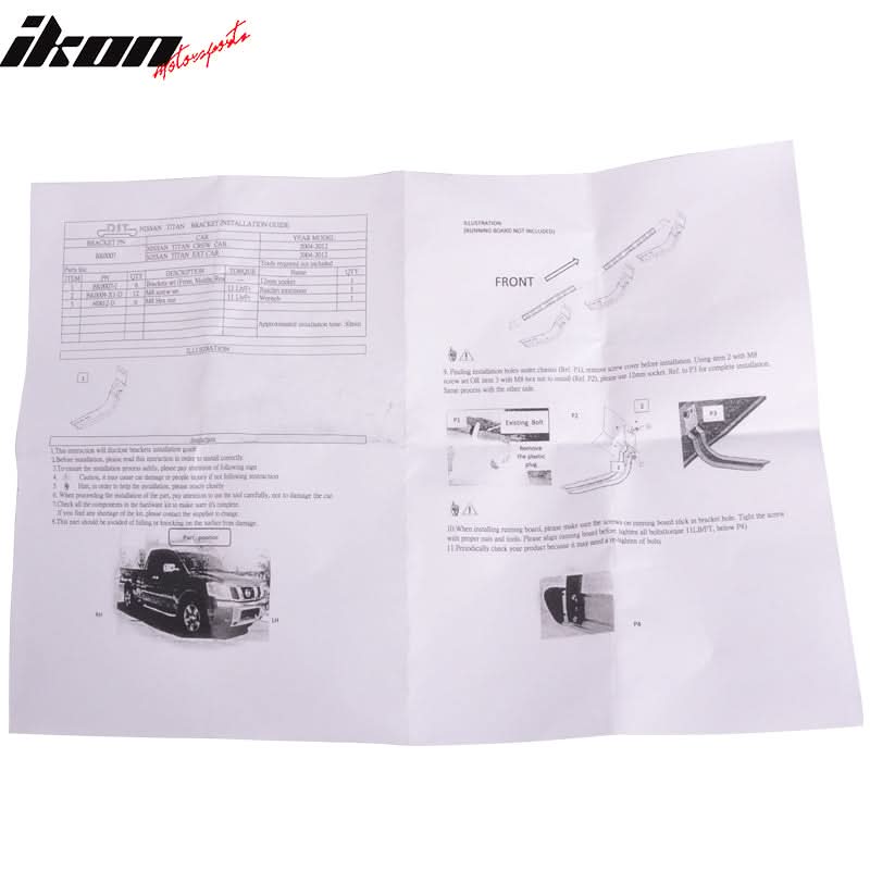 Fits 04-14 Titan Running Board Step Bar White LED Strip+ Bracket Kit