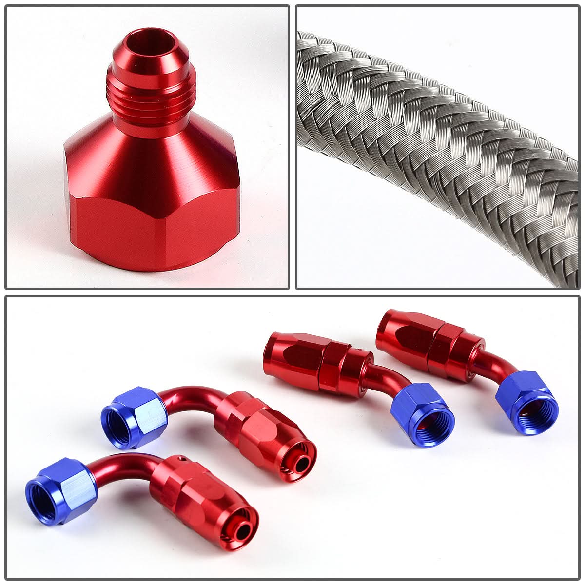 Universal Fuel Tank Fittings + Braided Feed Return Line 10AN to AN6 Stainless Steel