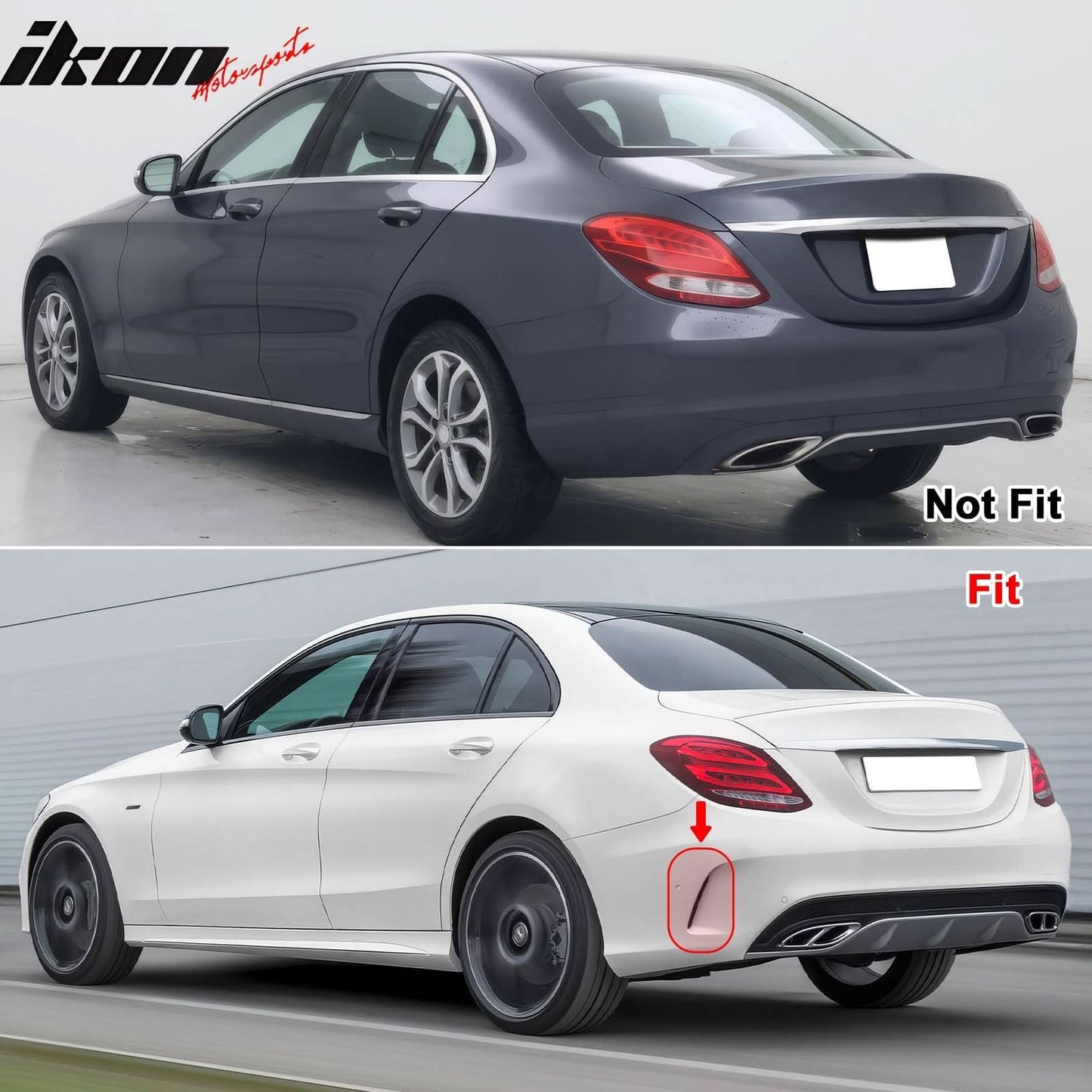 2015-2021 Benz C W205C63 C63S AMG B Style Rear Diffuser + Exhaust Tips