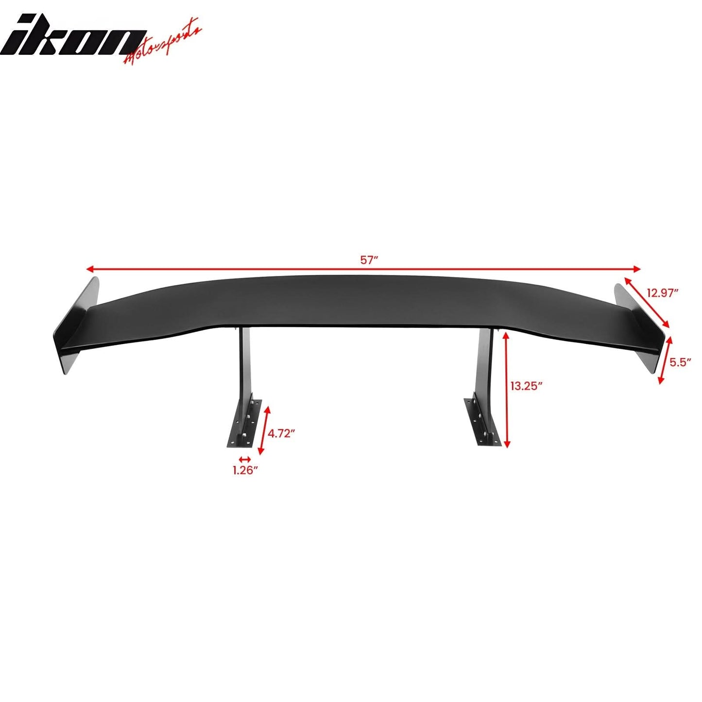 Universal 57'' GT Trunk Spoiler V1 Brackets V4C Legs + V4A Plates ABS