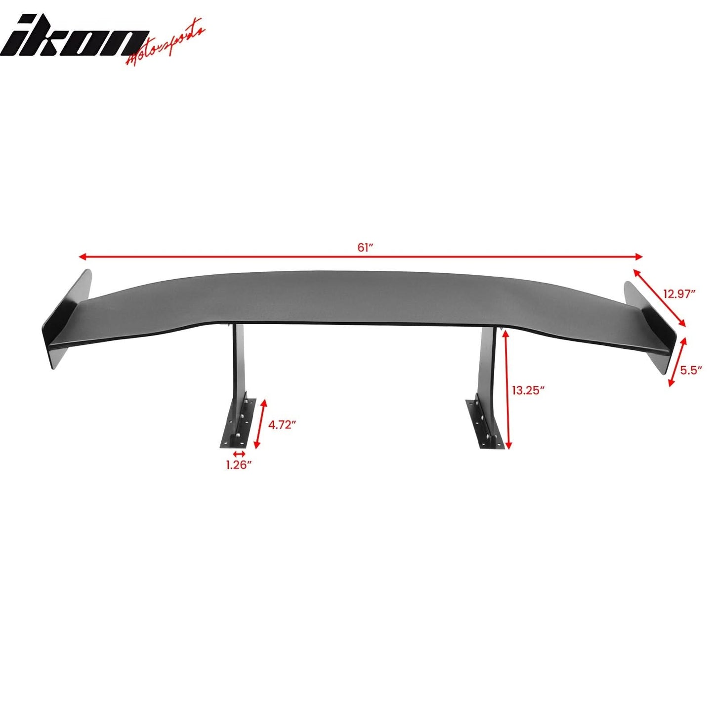 Universal 61'' GT Trunk Spoiler V1 Brackets V4C Legs + V4A Plates ABS