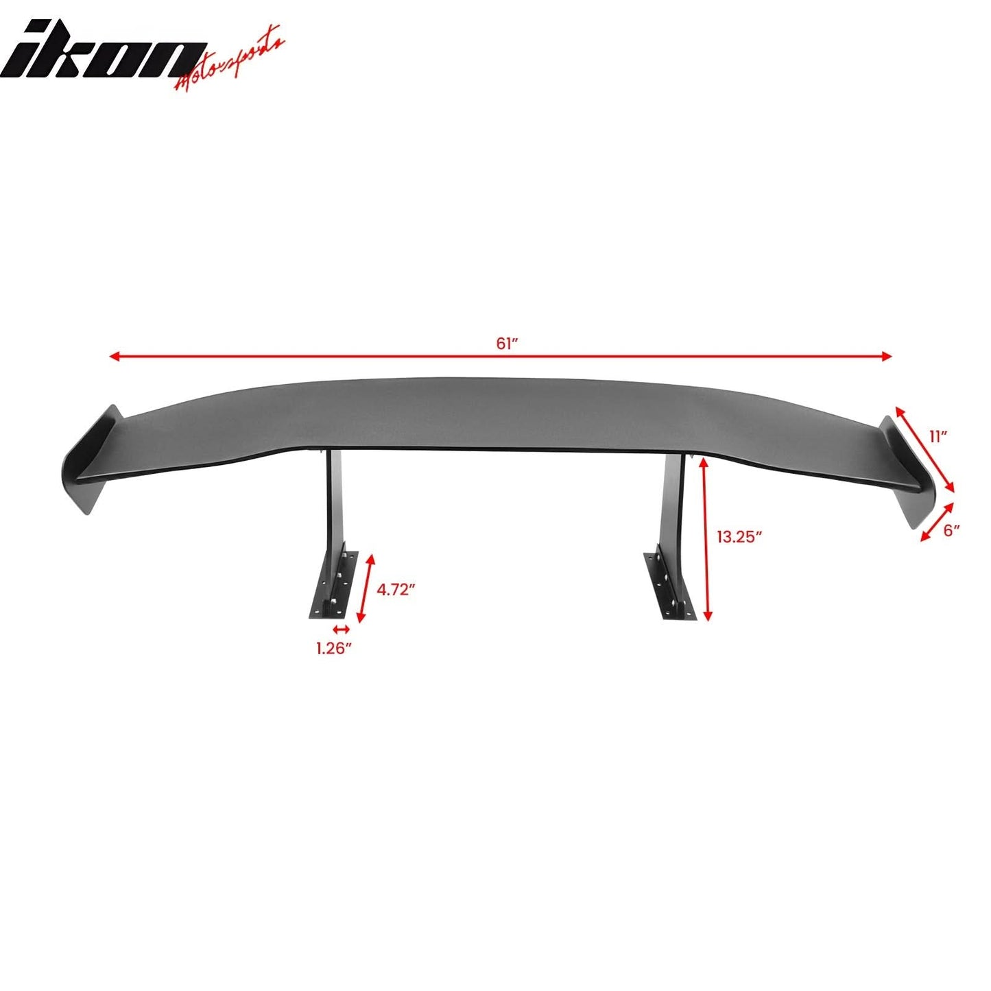 Universal 61'' GT Trunk Spoiler V1 Brackets V4C Legs + Side Plates ABS
