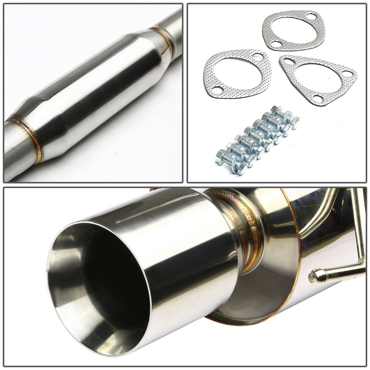 90-93 Honda Accord Single Rolled Tip Catback Exhaust - Stainless Steel