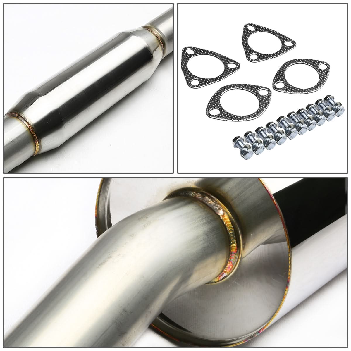 1997-2001 Honda Prelude Single Rolled Tip Catback Exhaust - Stainless Steel