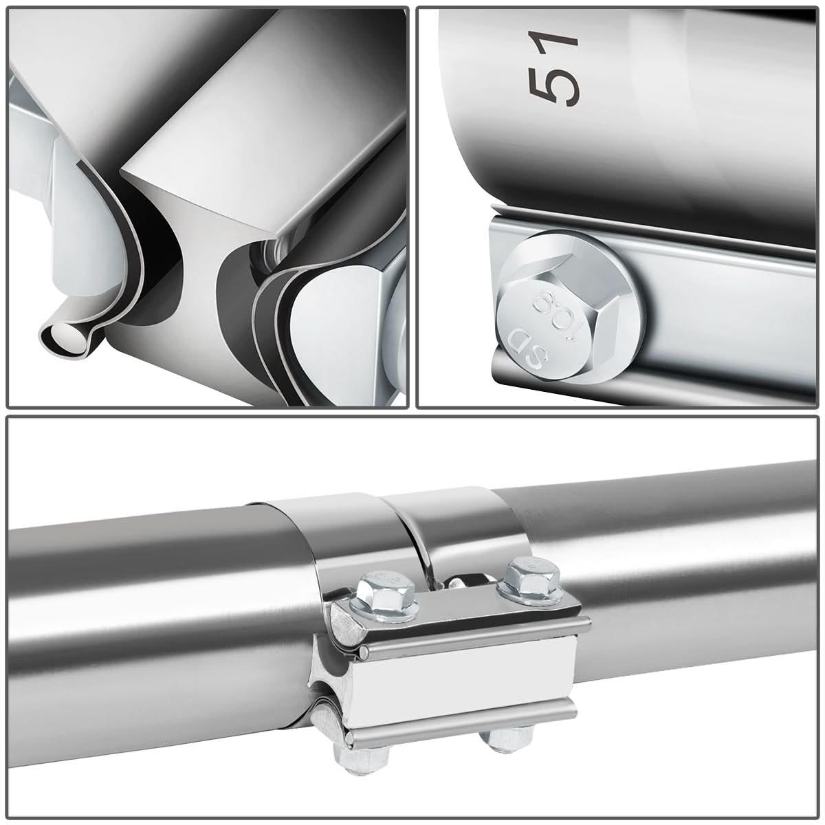 2.0" Lap Joint Exhaust Band Clamp 2-Piece Stainless Steel