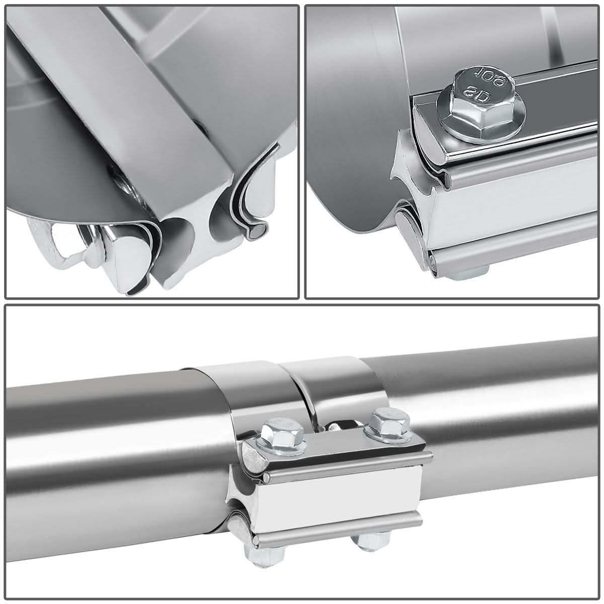 2.5" Lap Joint Exhaust Band Clamp 2-Piece Set Stainless Steel