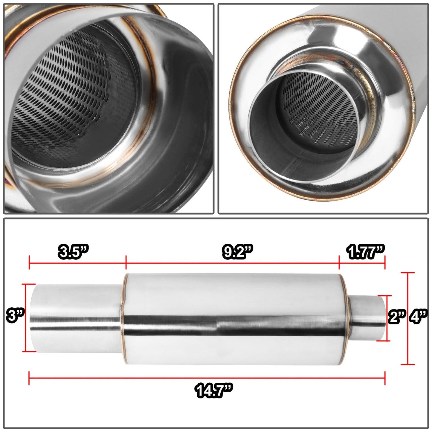 3.0" Outlet Round Exhaust Muffler Tip - Polished Stainless Steel