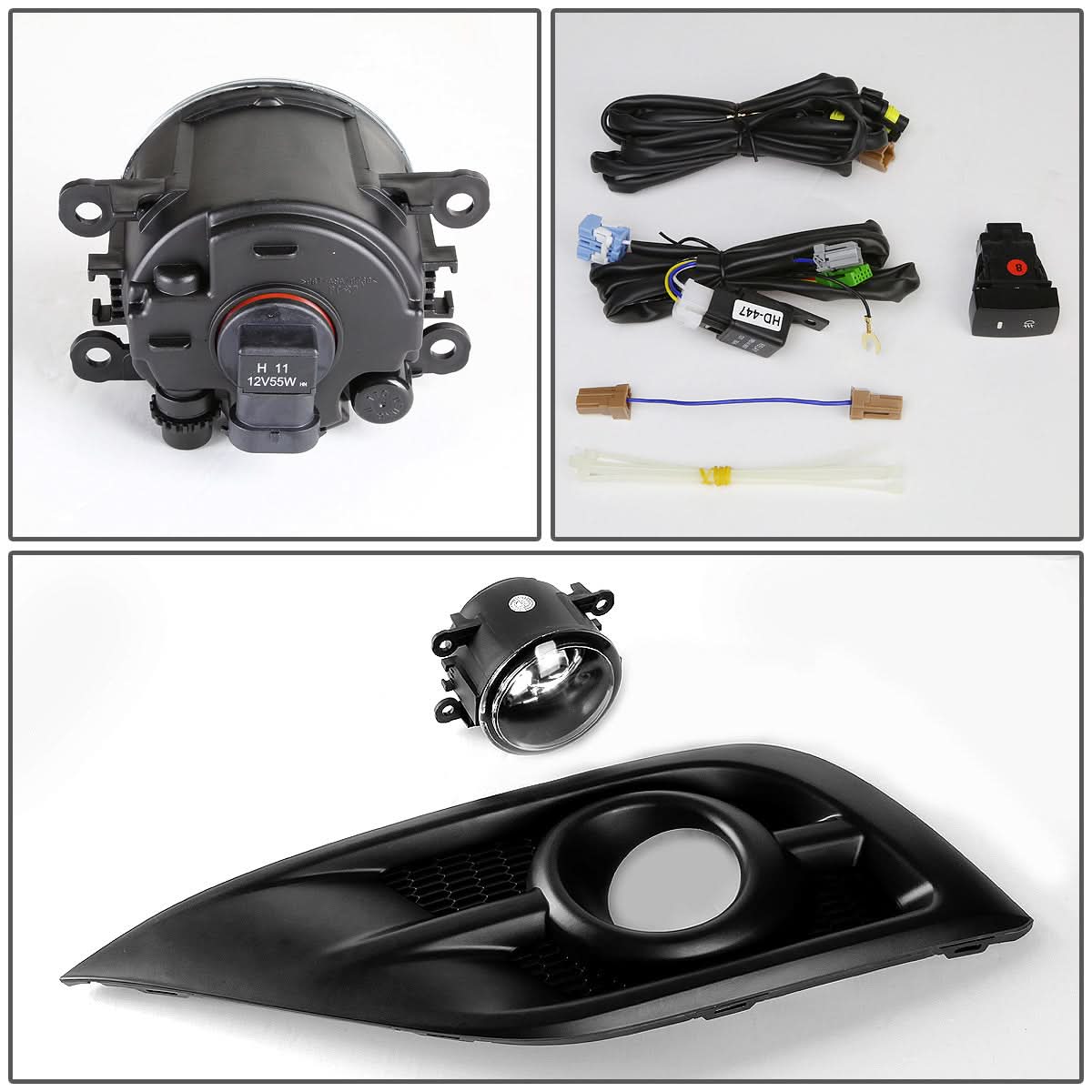 2012-2014 Honda CR-V Black Trim Fog Lights w/ Switch & H11 Bulb