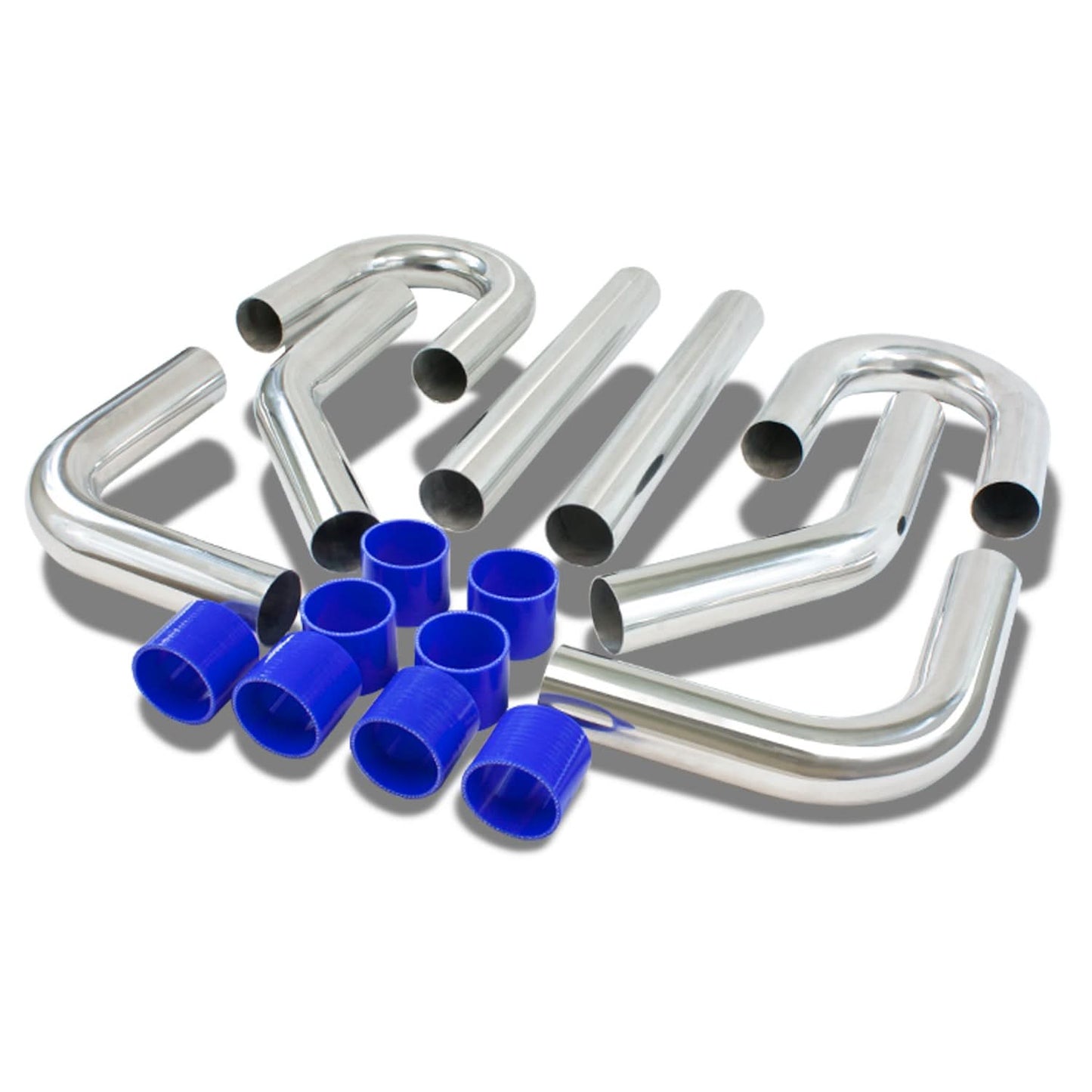 Universal Intercooler Piping Kit 2.00" 8PC Aluminum Pipes Hoses Clamps