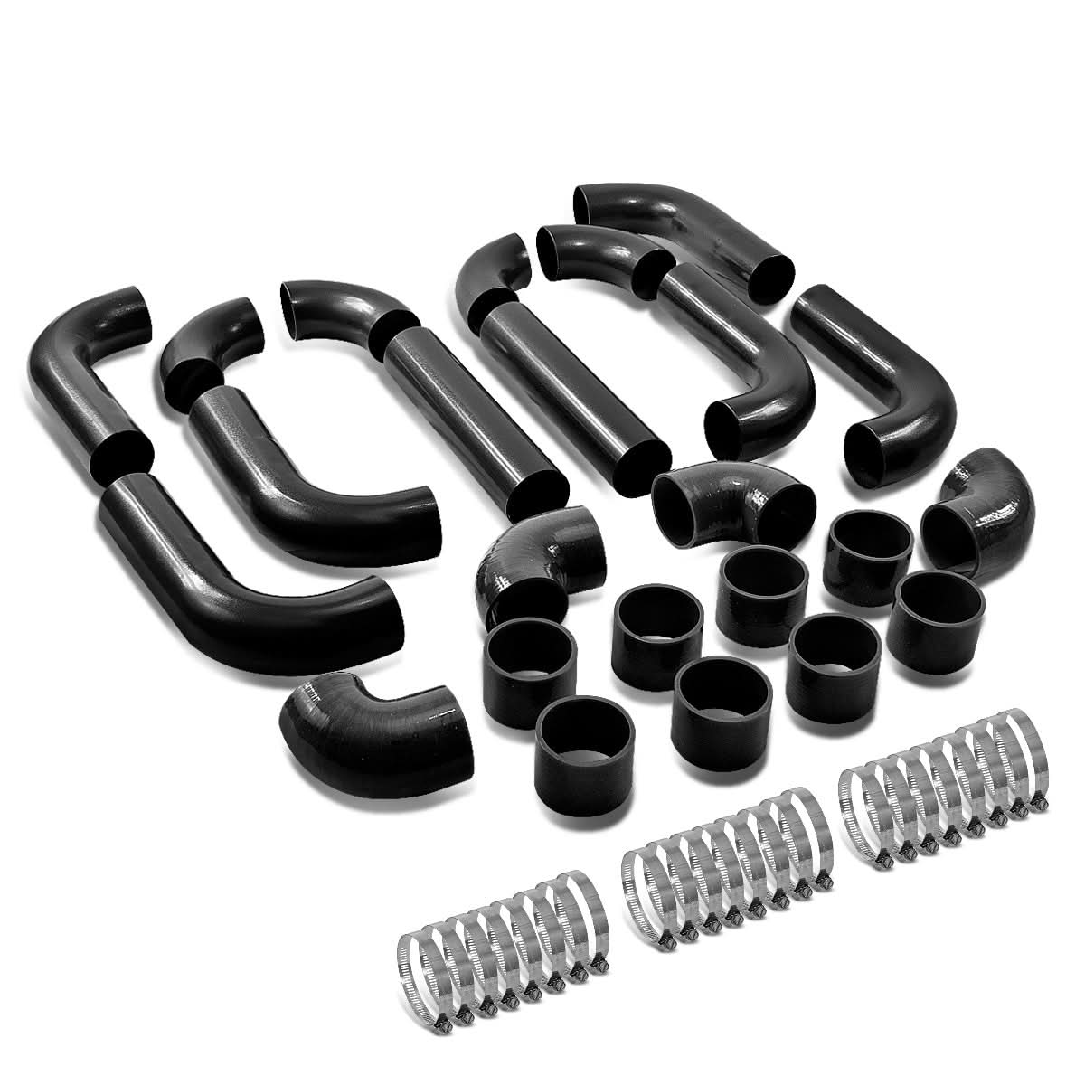 Universal Intercooler Piping Kit 2.50" 14pc Aluminum Black