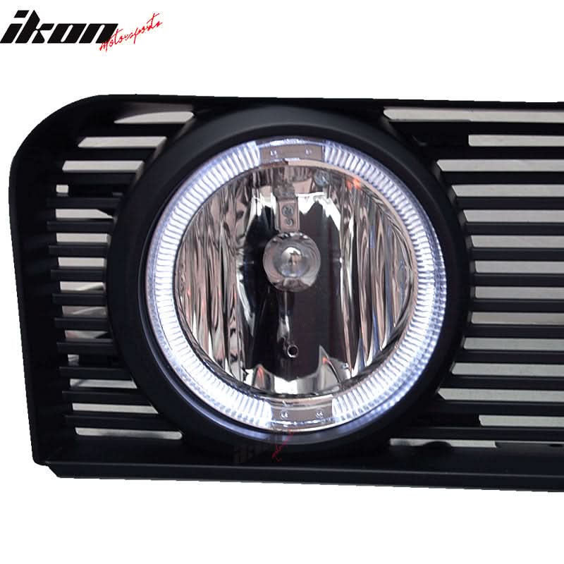 2005-2009 Ford Mustang Black Mesh Front Upper Grille Halo Fog Lights