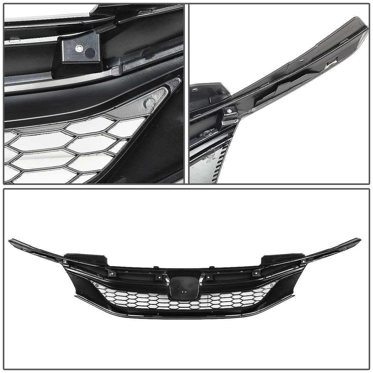 16-17 Honda Accord Honeycomb Style Front Grille Black Chrome