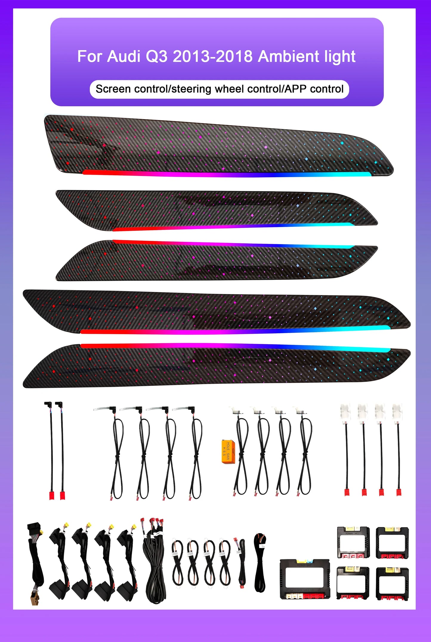 Audi Q3 Interior 64-Color Starry Sky Style LED Ambient Light Kit 2013 - 2018