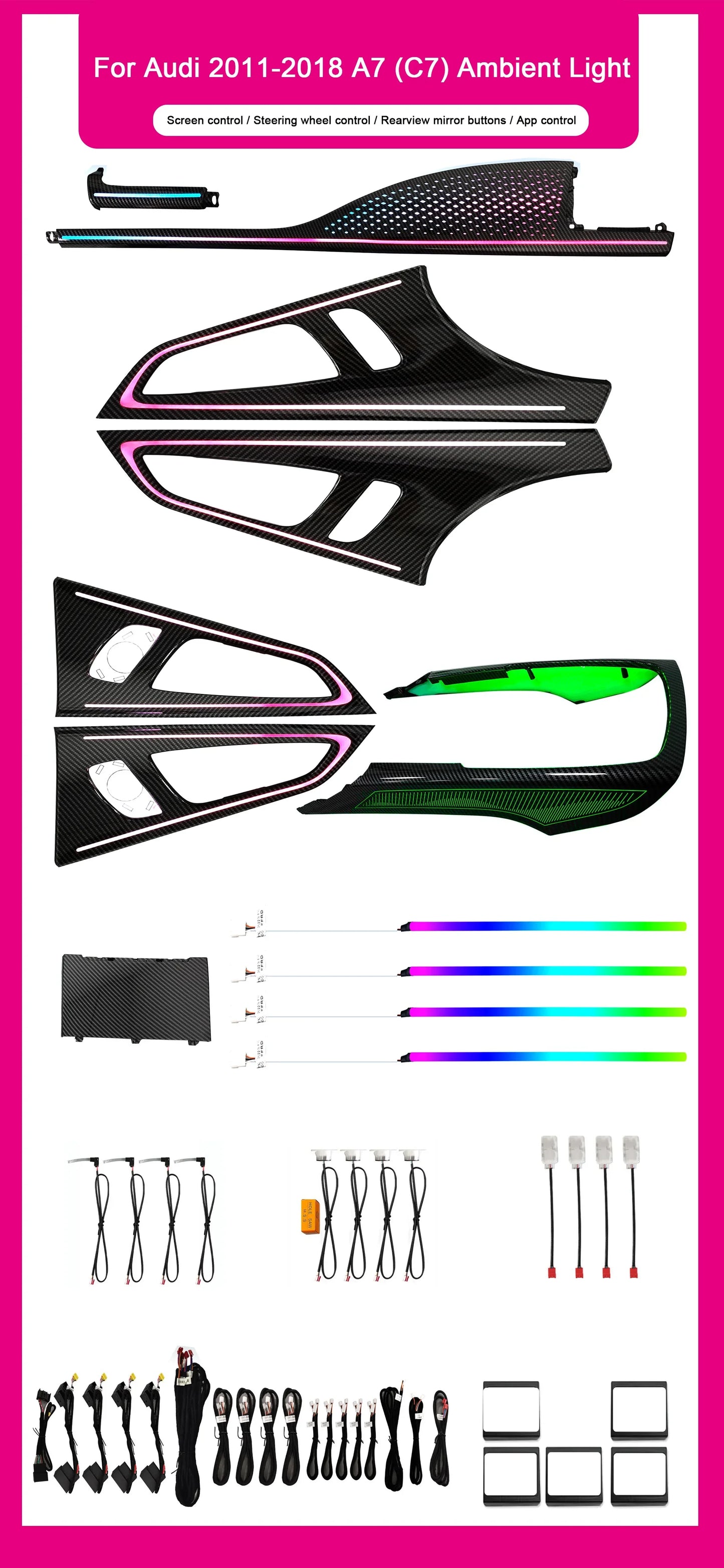 Audi A7 C7 Interior 64-Color Symphony LED Ambient Light Kit 2011 - 2018