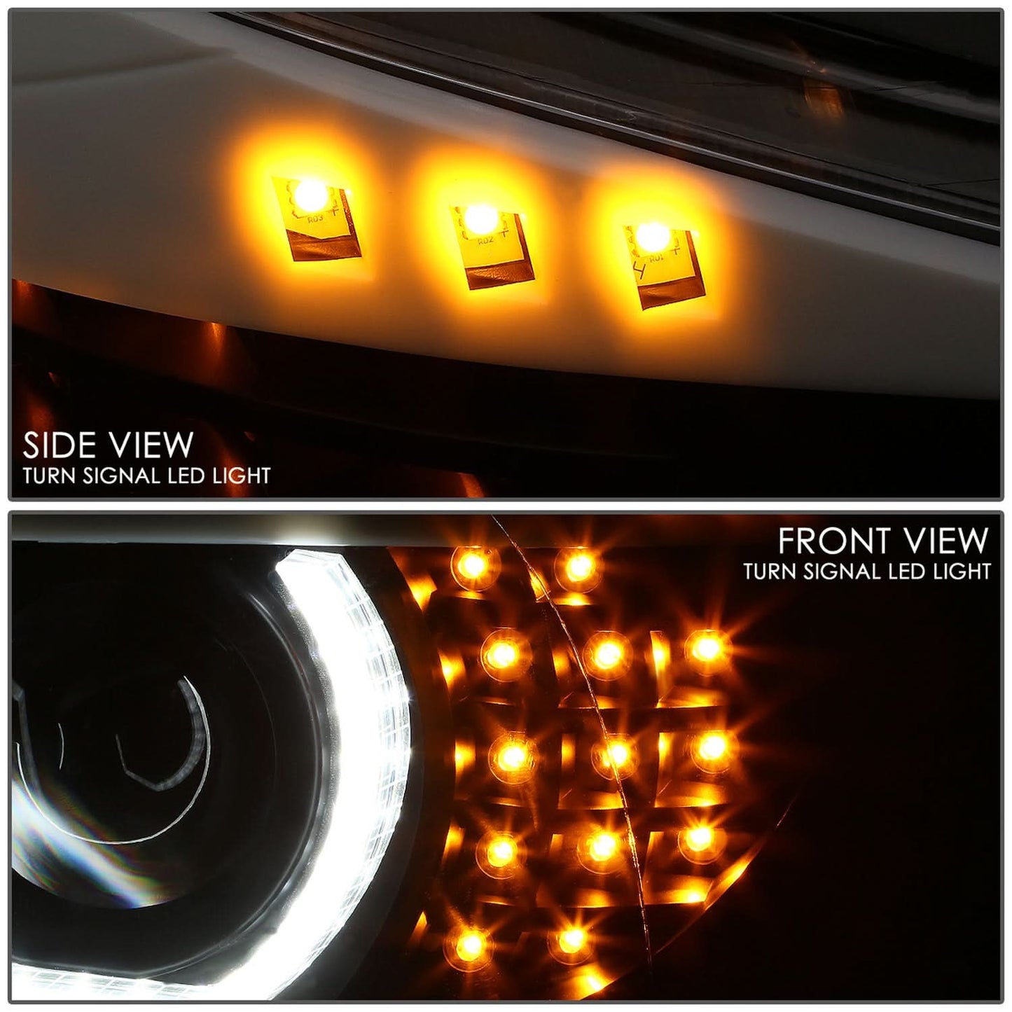 2006-2012 BMW 3-Series 3D Crystal Halo Projector LED Headlights Black