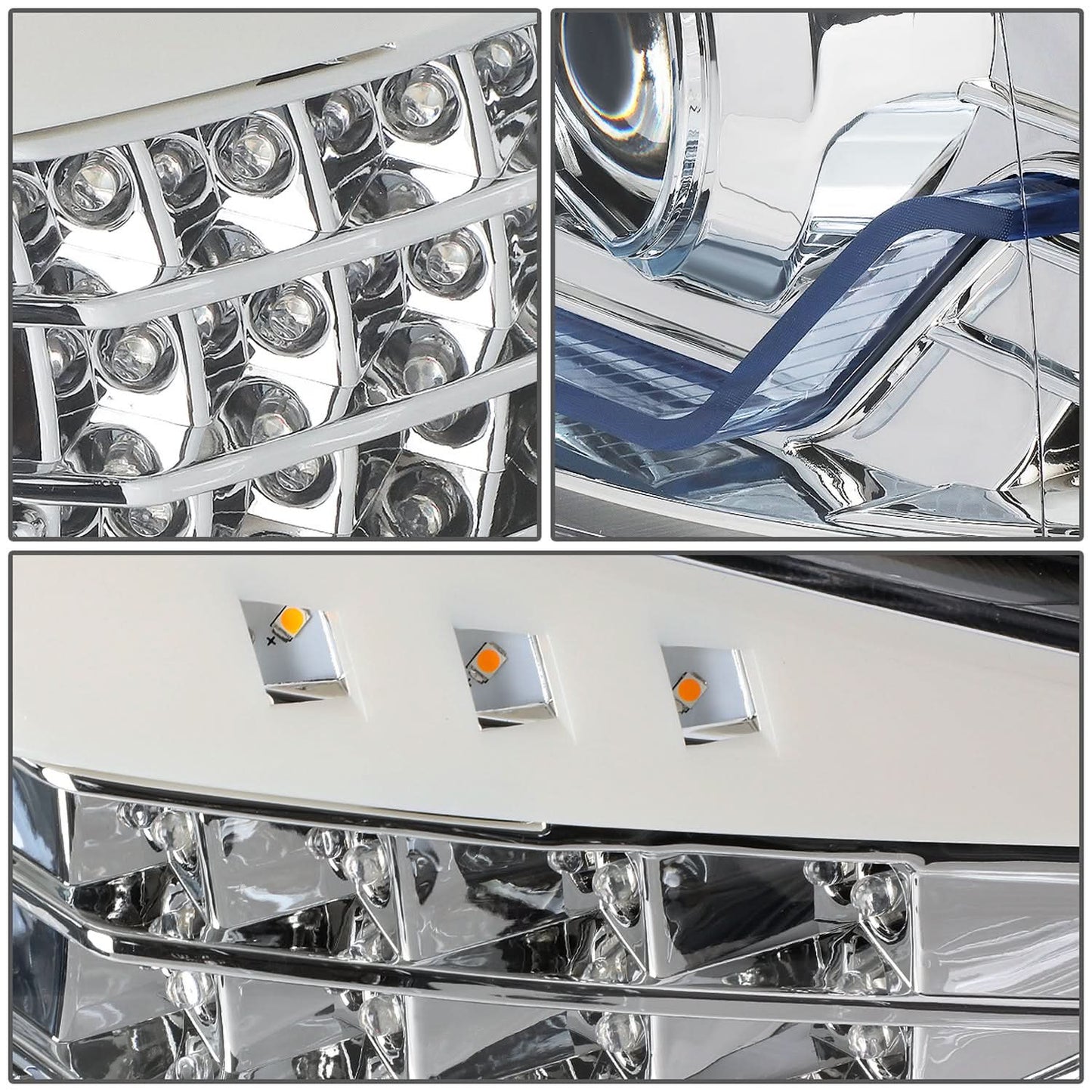 06-12 BMW 3-Series E90 3D Crystal Halo Projector LED Headlights Chrome