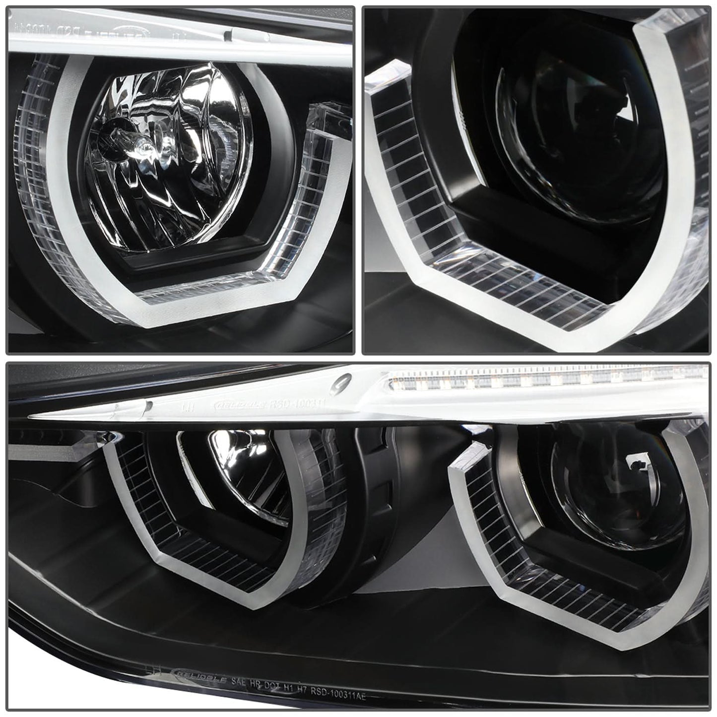 2012-2016 BMW F30 3-Series 3D LED Bar Headlights Black Housing