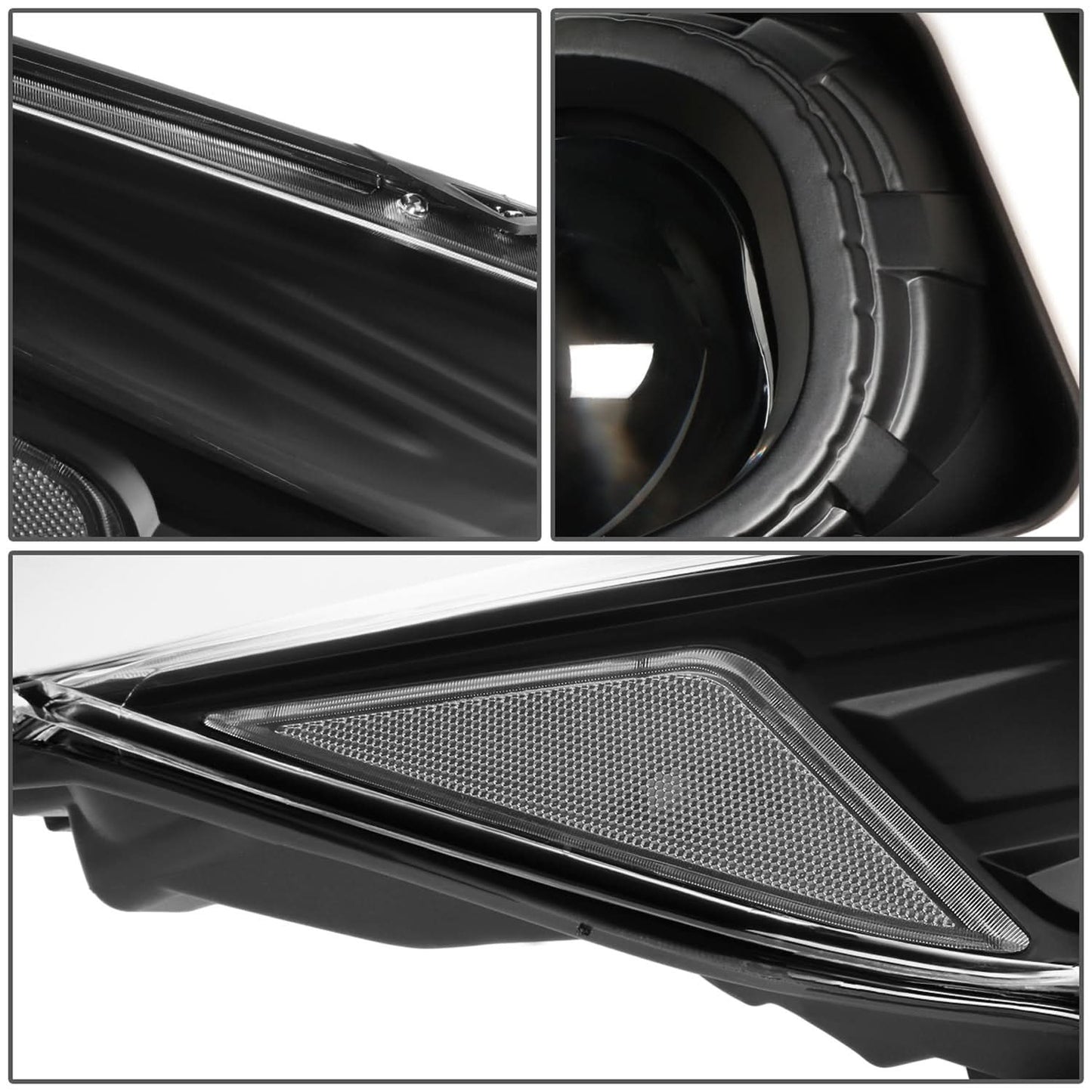 2013-2016 Ford Escape 3D LED DRL Projector Headlights Black Housing