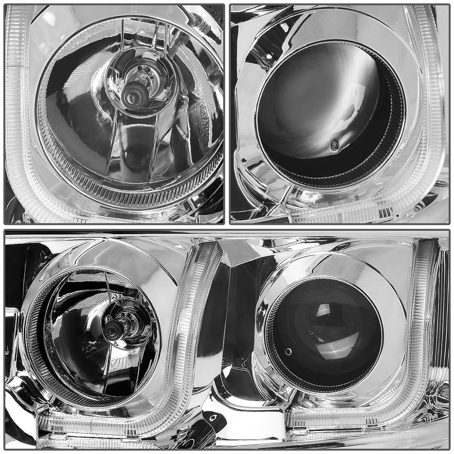 2004-2008 Ford F-150 LED J-Bar Halo Projector Headlights Chrome