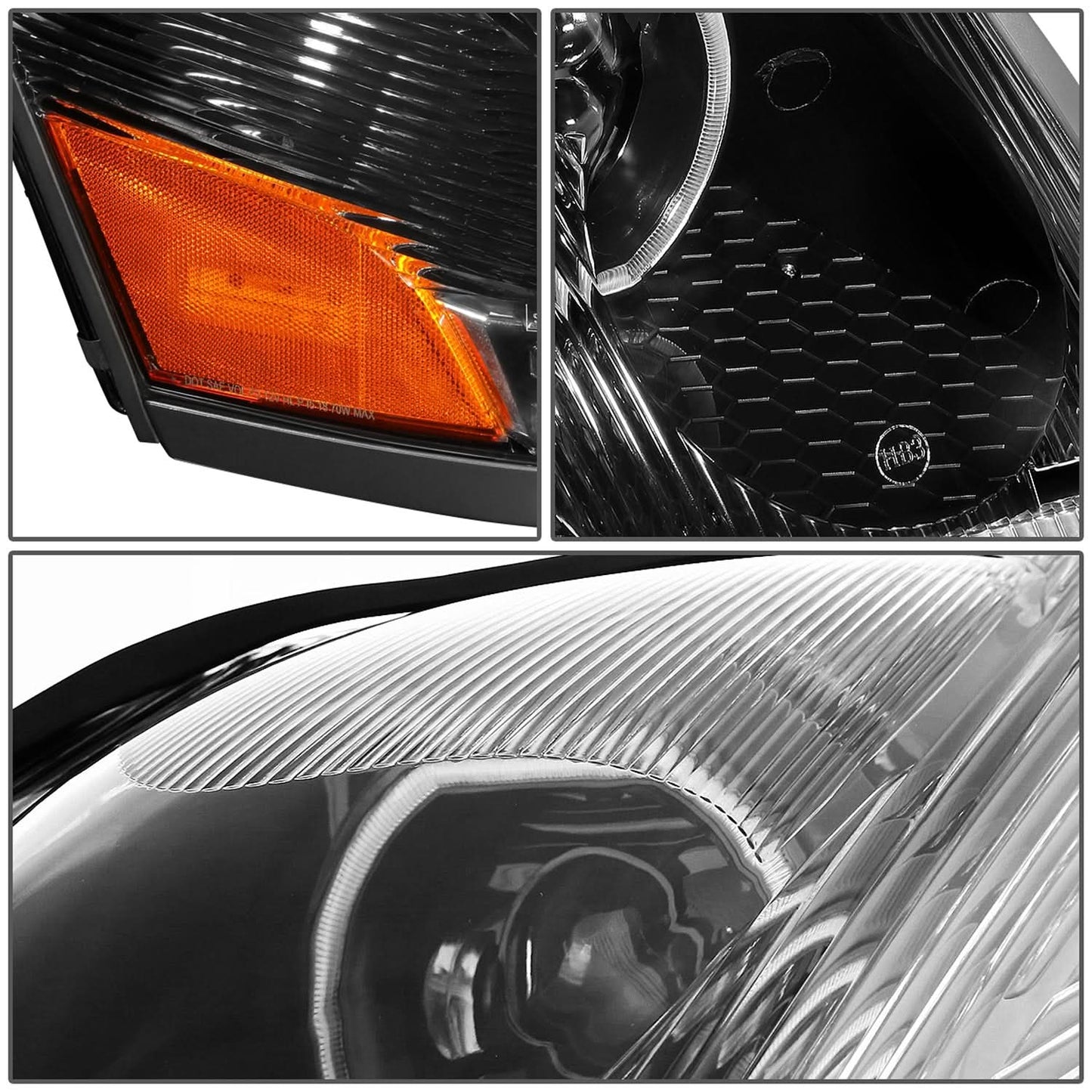 2004-2018 Volvo VN VNL LED Projector Headlights - Black Housing
