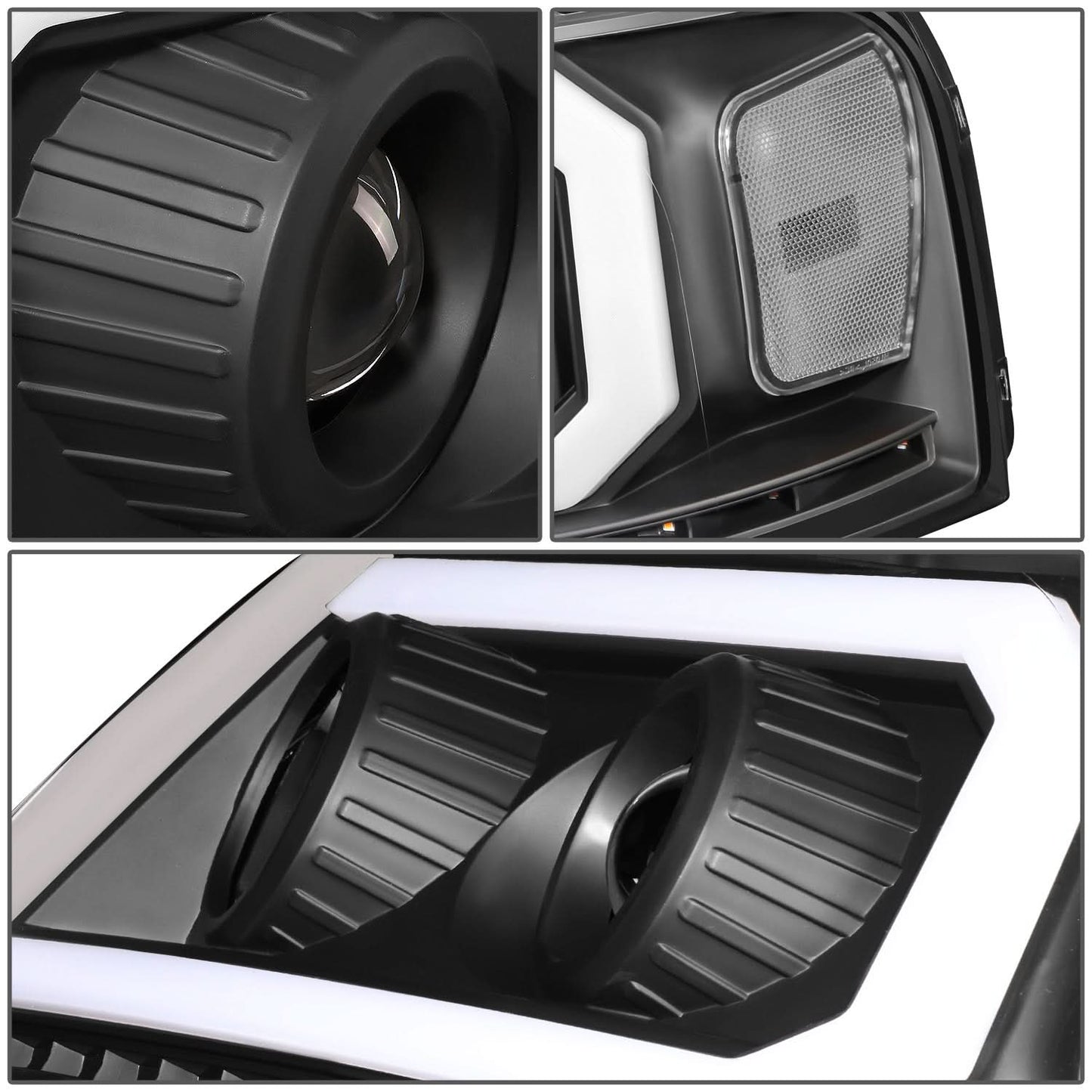 2004-2008 Ford F-150 LED DRL Projector Headlights Black Housing