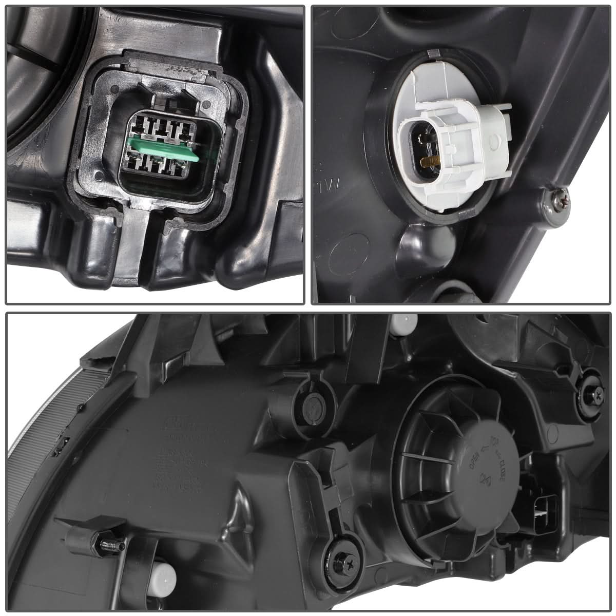 2006-2008 Kia Rio Black Housing Clear Corner Headlights