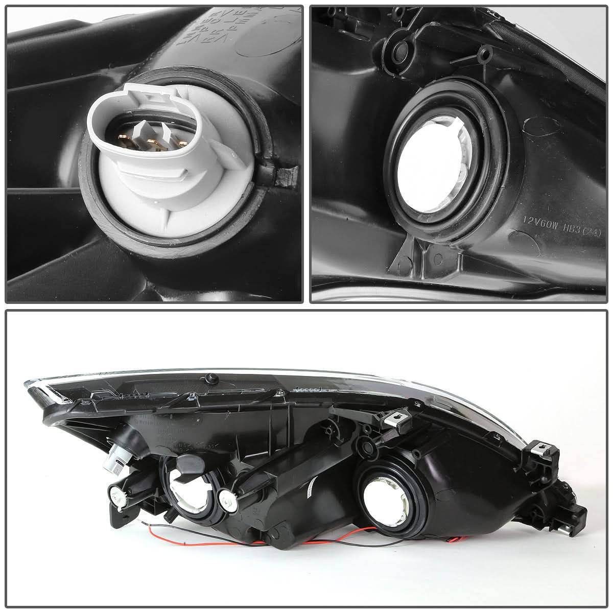 2003-2007 Honda Accord LED DRL Headlights - Black Housing Clear Corner