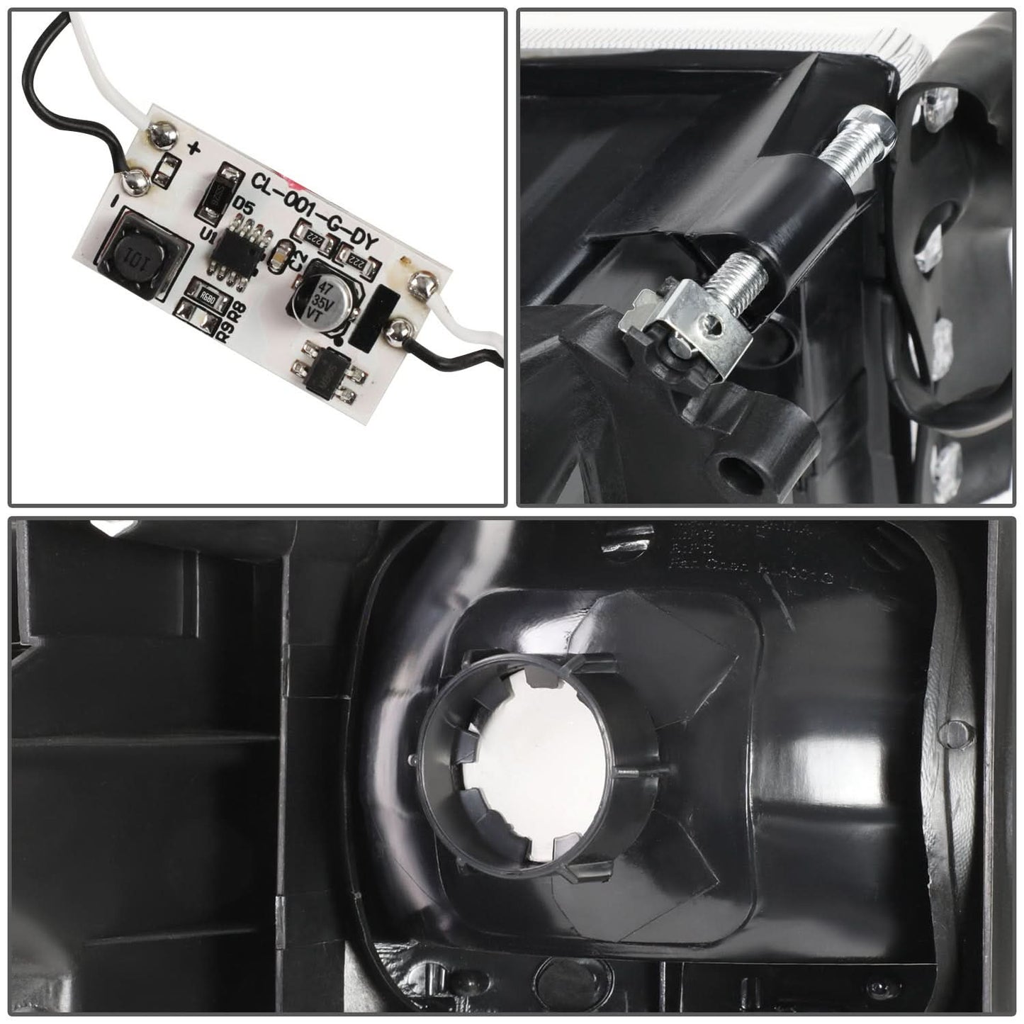 94-02 Dodge Ram LED DRL Headlights - Black Housing Amber Corner