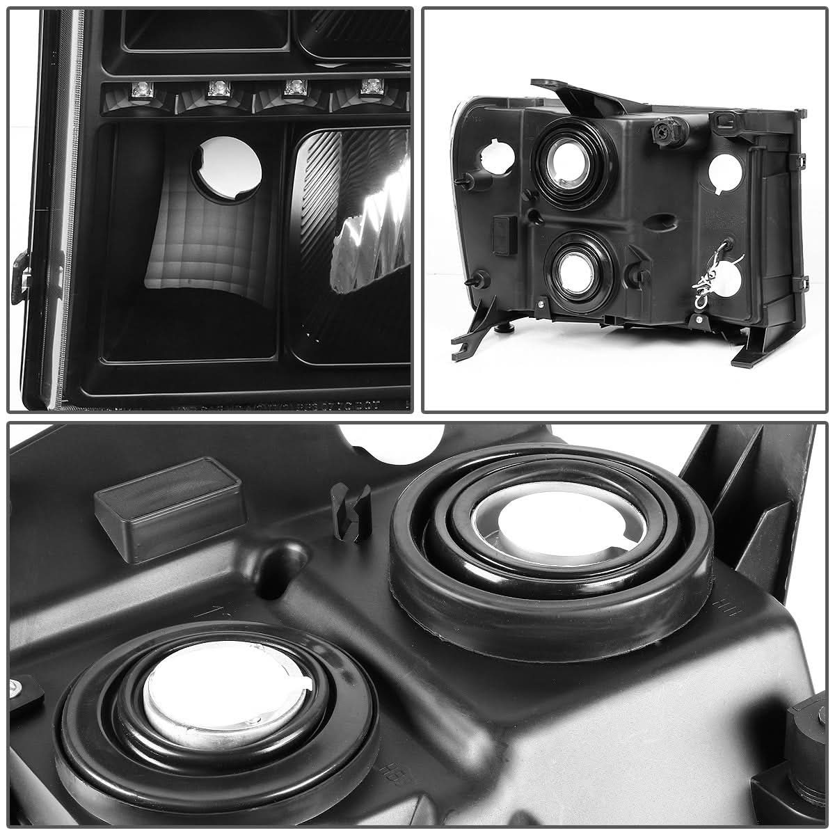 2007-2014 GMC Sierra LED DRL Headlights Black Housing Amber Corner