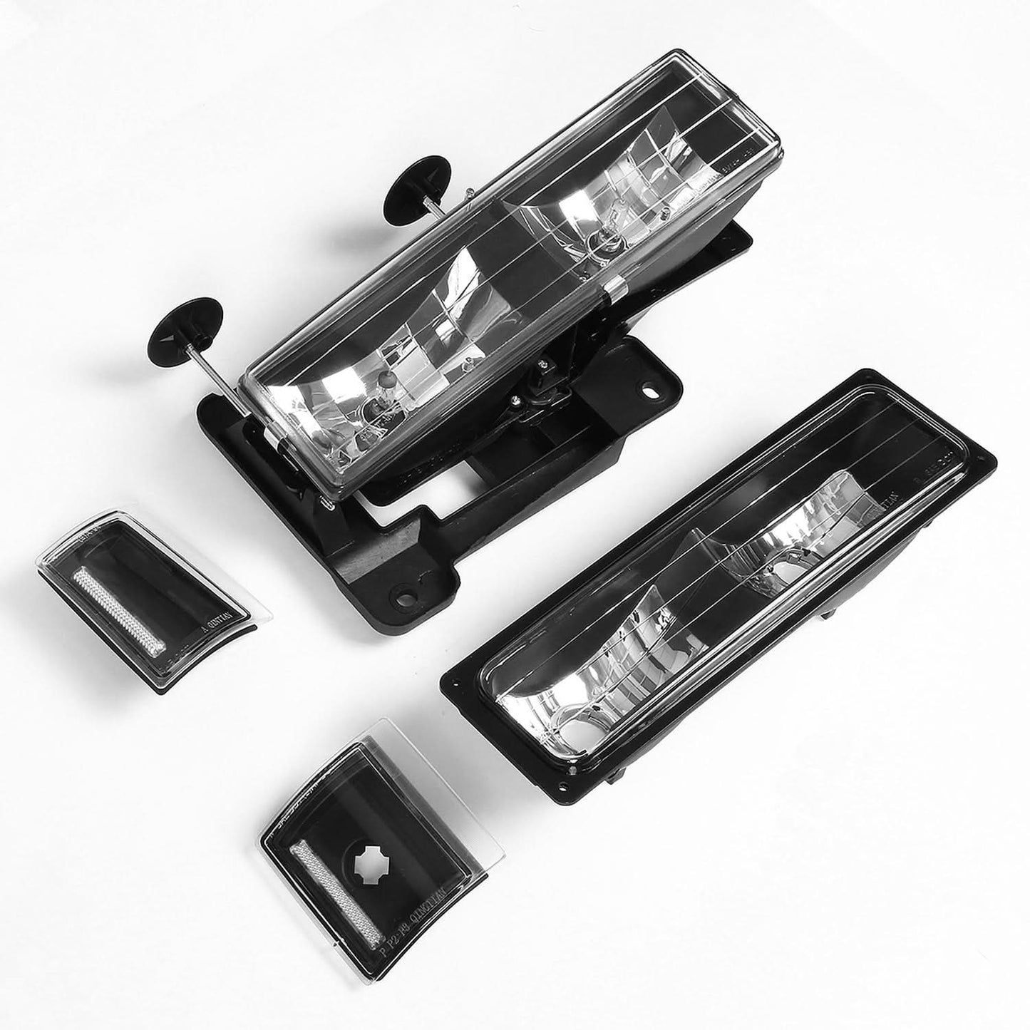 94-00 GMC C10 8PC Headlight Set - Black Housing Clear Corner