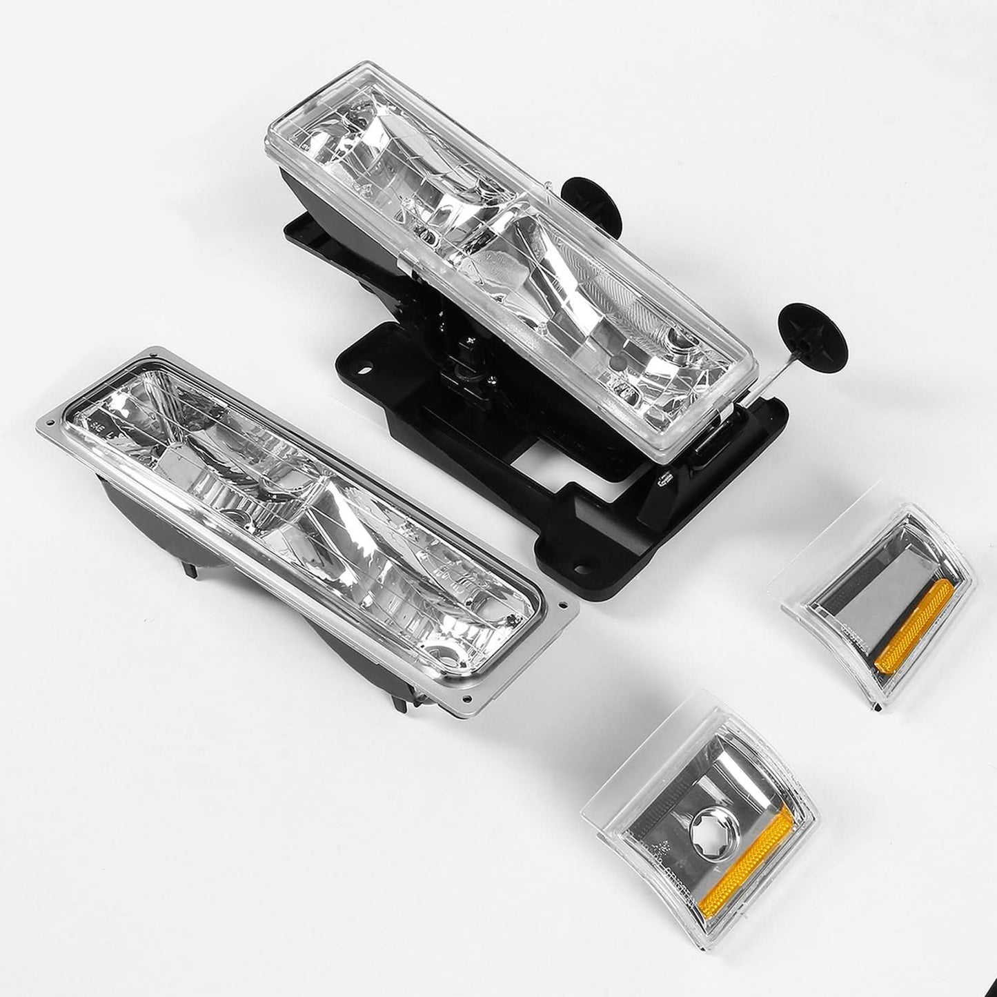 94-00 GMC C10 Chrome Housing Headlights w/ Amber Corner 8PC Kit