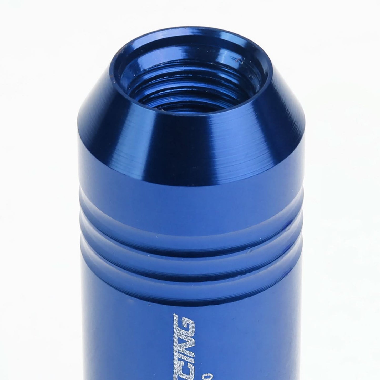 M12 x 1.5 Extended Rib Shank Lug Nuts 60mm Blue Aluminum 20pc Set