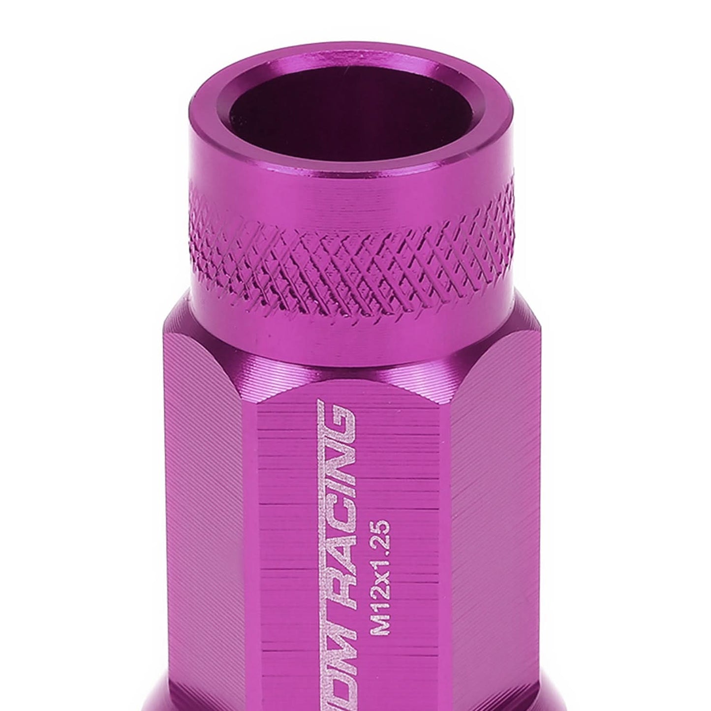 Aluminum Lug Nuts M12x1.25 Purple Acorn Knurled Extended 20pc Set