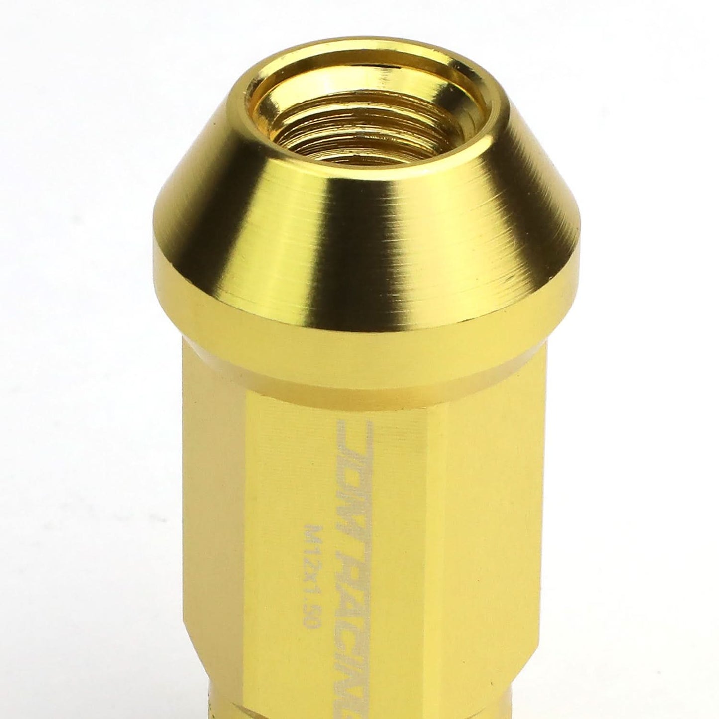 M12x1.5 Aluminum Lug Nuts 50mm Acorn Knurled Extended Open End 20pc Gold