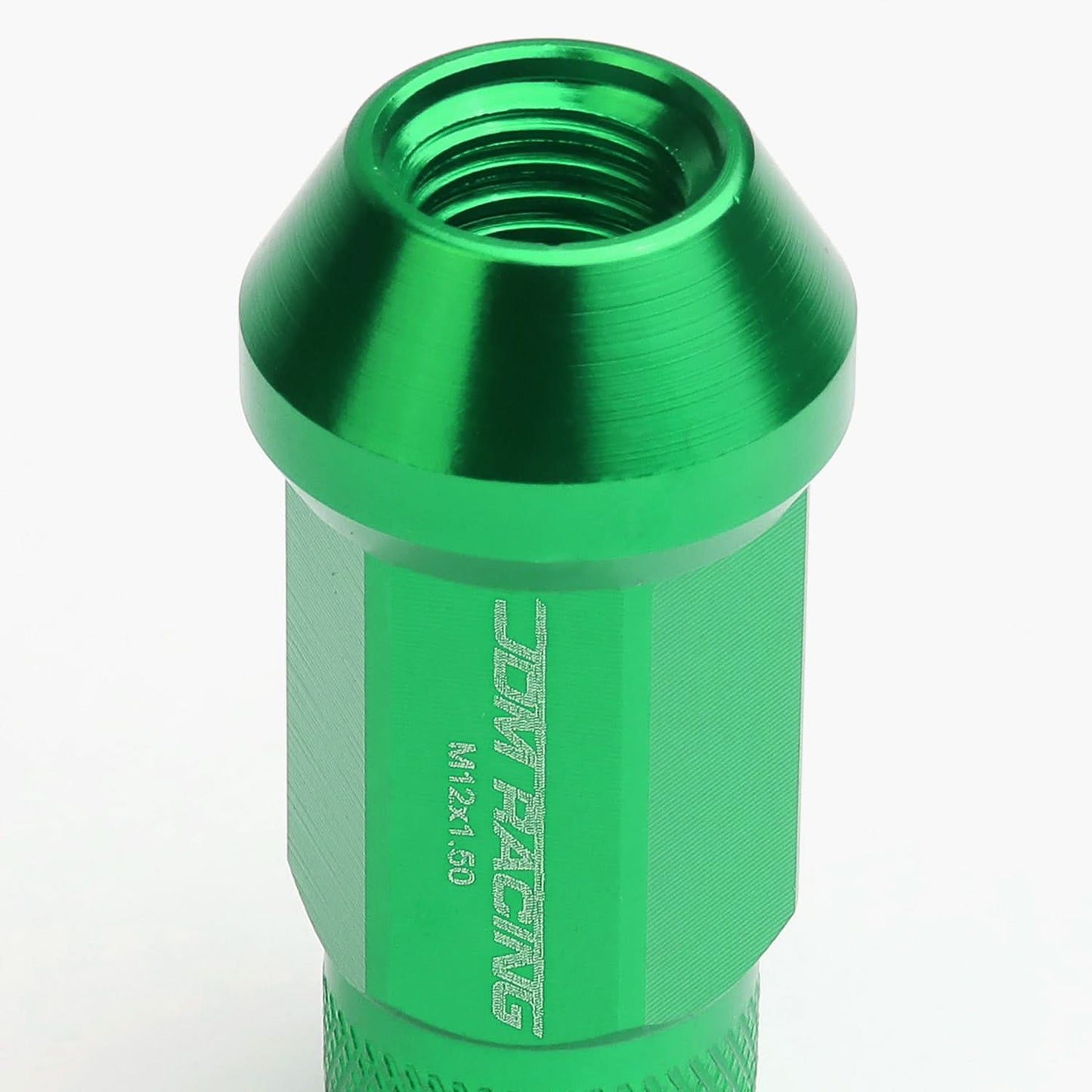 M12x1.5 Aluminum Acorn Lug Nuts 50mm Extended Green 20pc Set