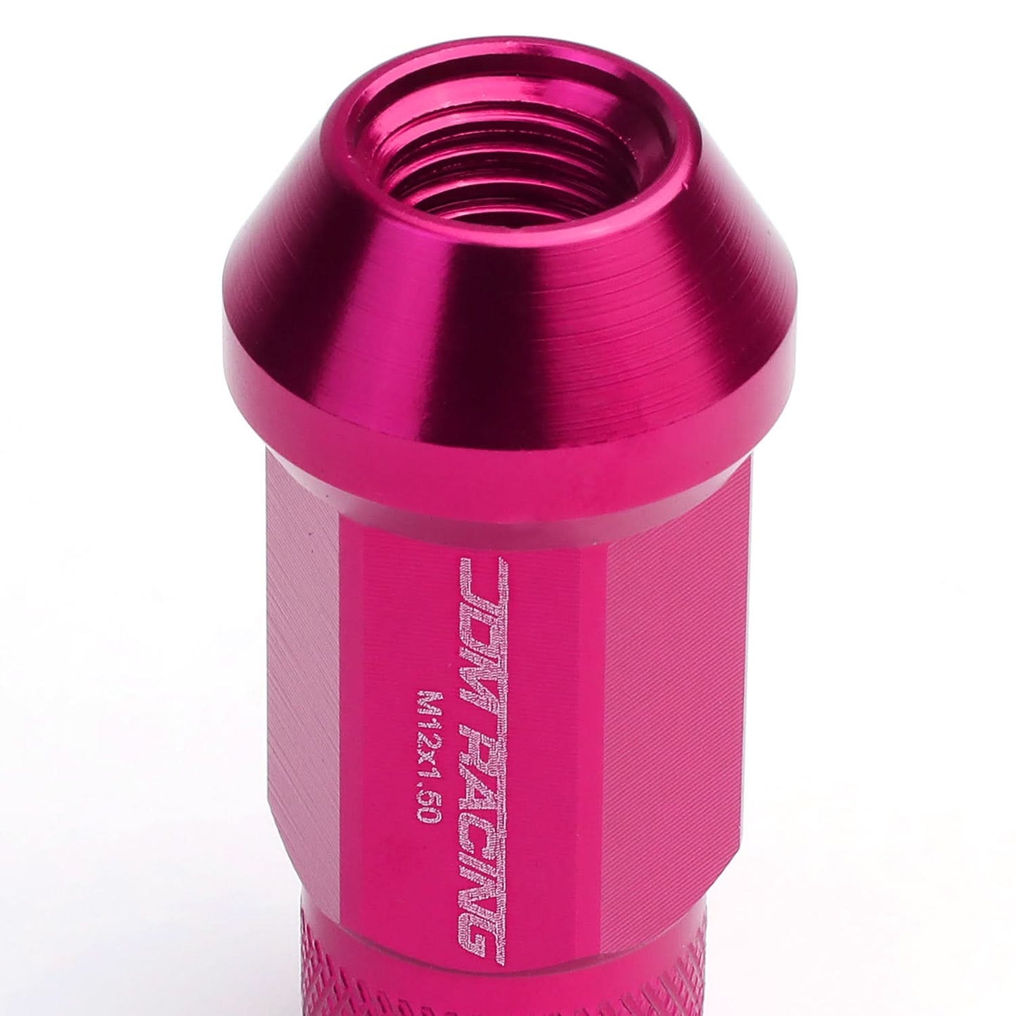 M12x1.5 Aluminum Acorn Knurled Extended Lug Nuts - Pink 20pcs