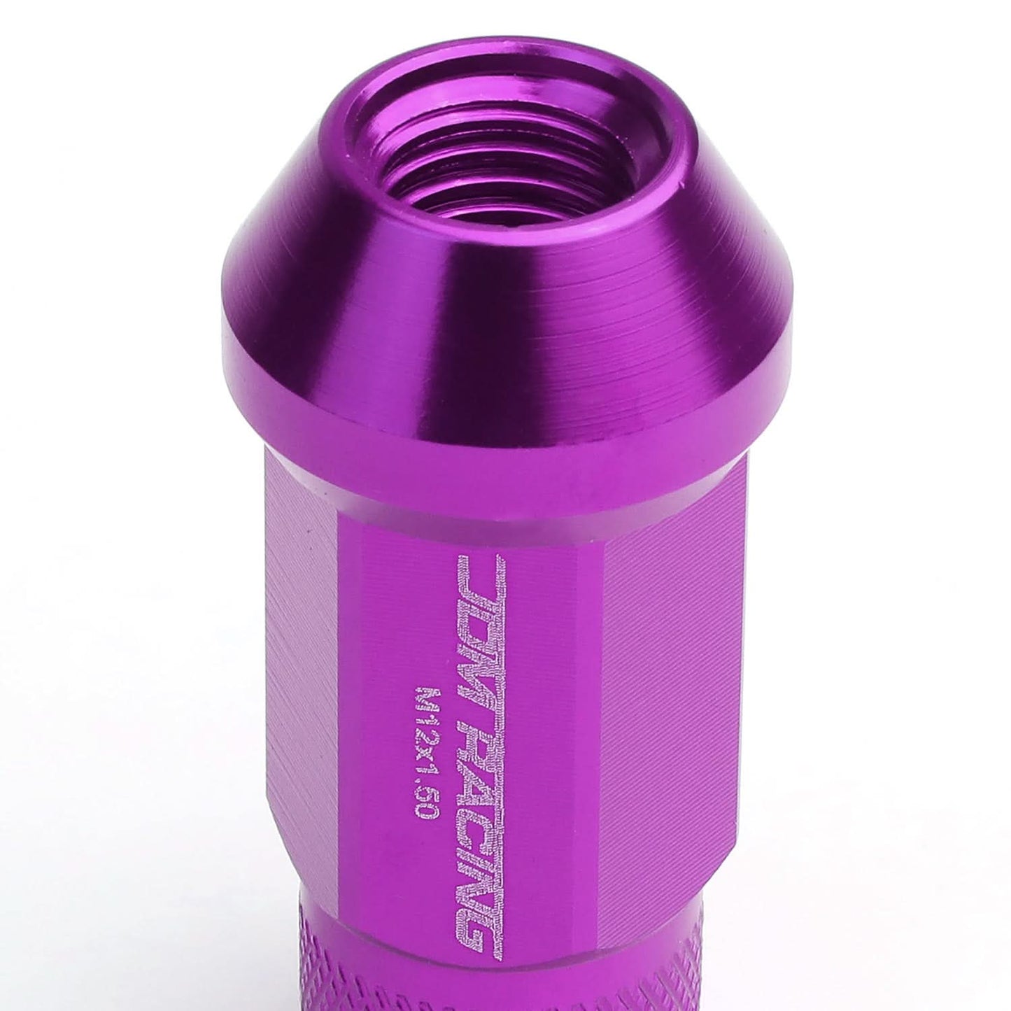 M12x1.5 Aluminum Lug Nuts 50mm Extended Acorn Knurled Purple 20pc