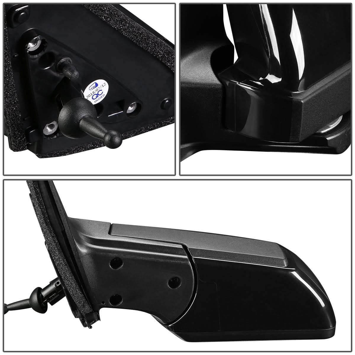 2012-2013 Kia Soul Manual Side Mirror - Textured Black Left