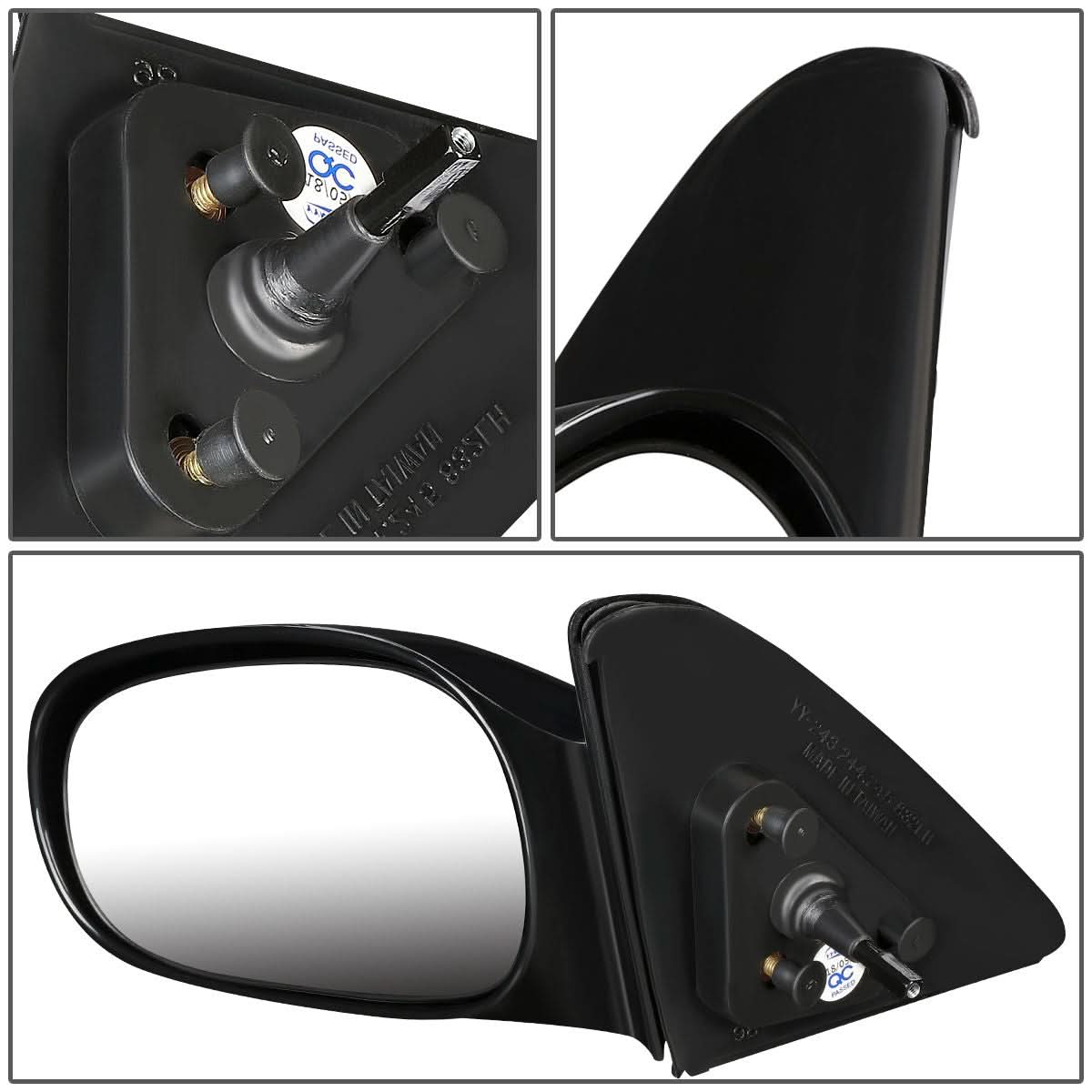 1998-2002 Toyota Corolla OEM Manual Mirror Paintable Black Left