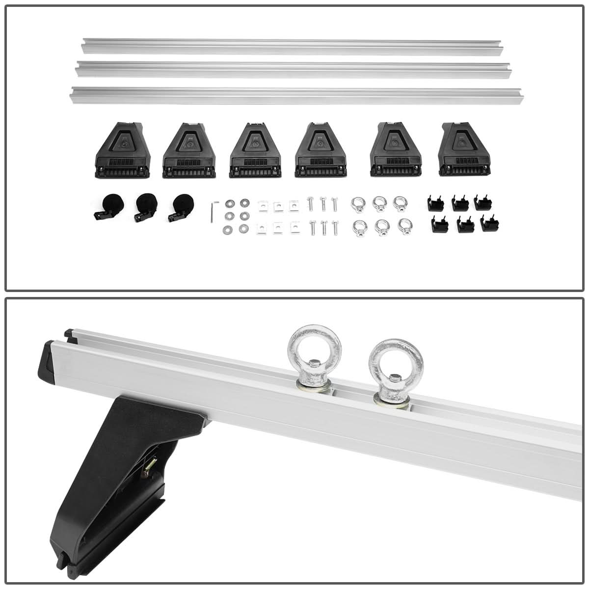 Universal 58" Aluminum Roof Rack Kit - Silver