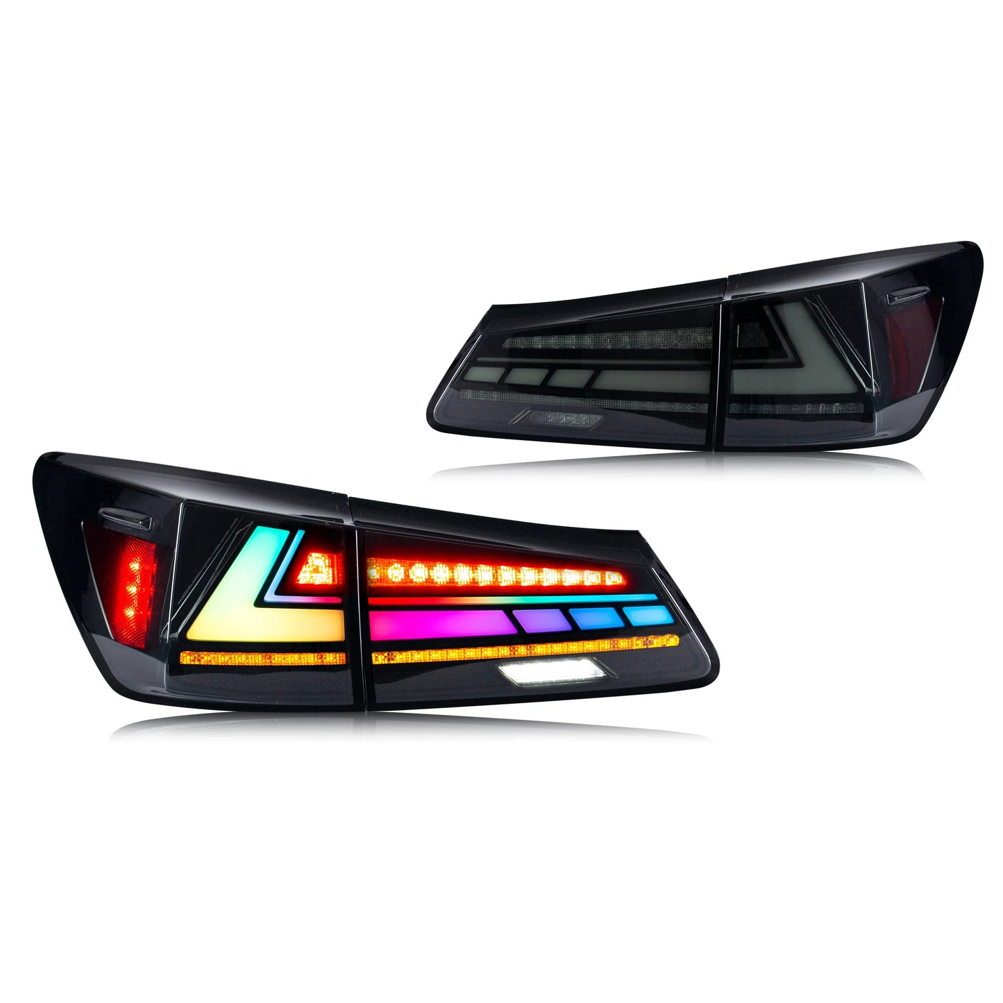 Lexus IS250 / IS350 / IS-F 2IS LED RGB Tail Light Assembly with Sequential Turn Signal & Start-Up Animation 2006 - 2013 (Left & Right / Pair)