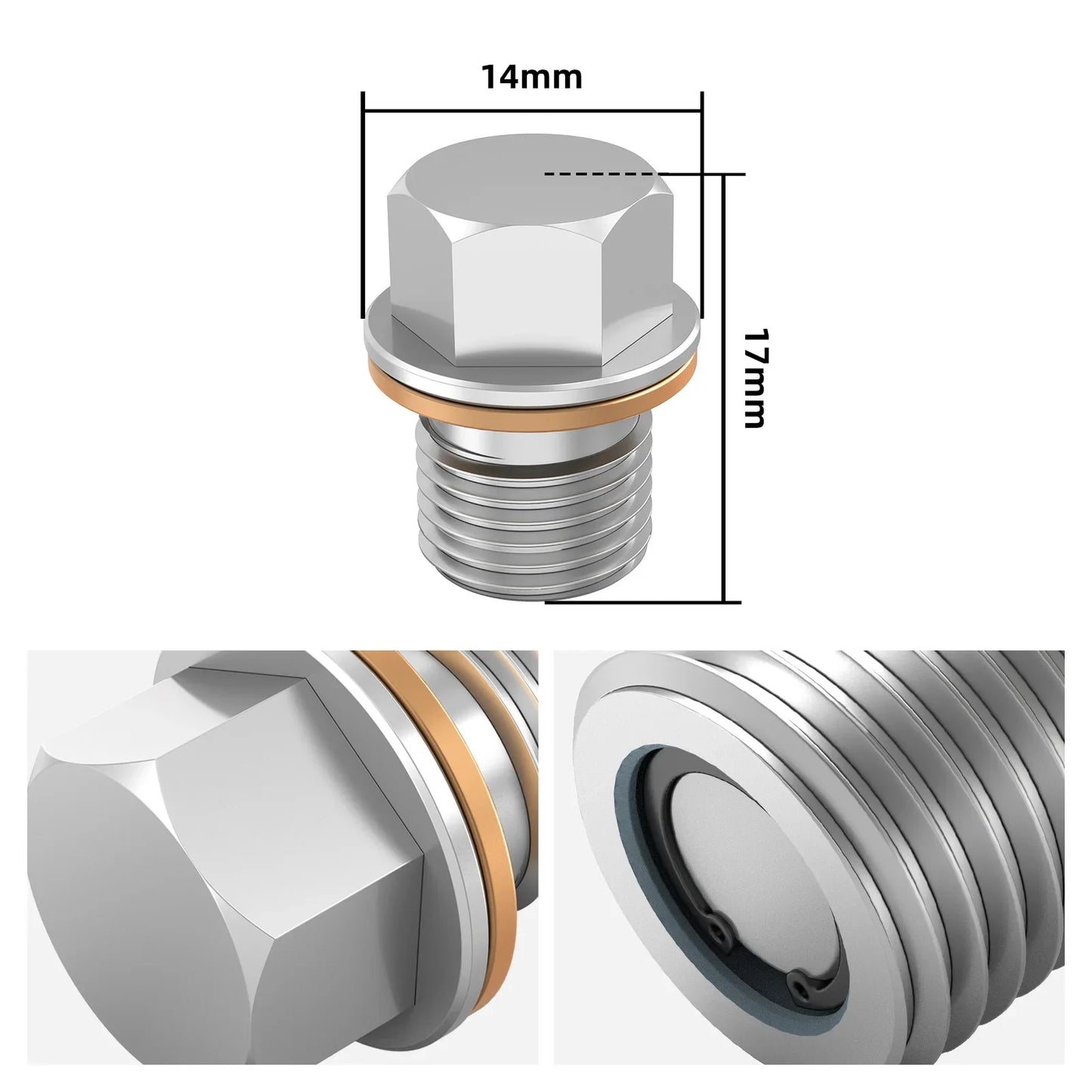 VW Golf / Passat / Tiguan / Audi A3 A4 A5 A6 TT Stainless Steel Magnetic Differential Drain Plug M10x1.0 N90281802 2000 - 2017
