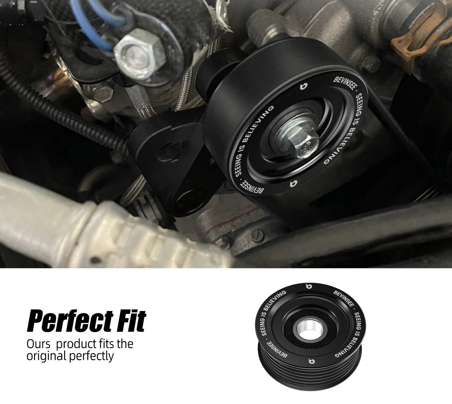 LS Series Billet Aluminum 6 Groove Tensioner Pulley 2.75" Diameter 73mm CNC Machined Universal
