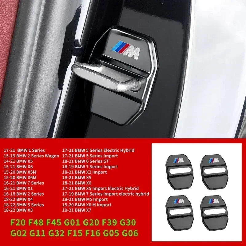 BMW Carbon Fiber Car Door Lock Cover Sticker Set (4-Piece) for E30 / E36 / E39 / E46 / E60 / E70 / E87 / E90 / E91 / F10 / F20 / F30
